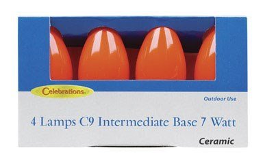 C9 Replacement Bulbs - 7W Orange Ceramic Christmas Lights for Outdoor Holiday Decorations & Party Celebrations