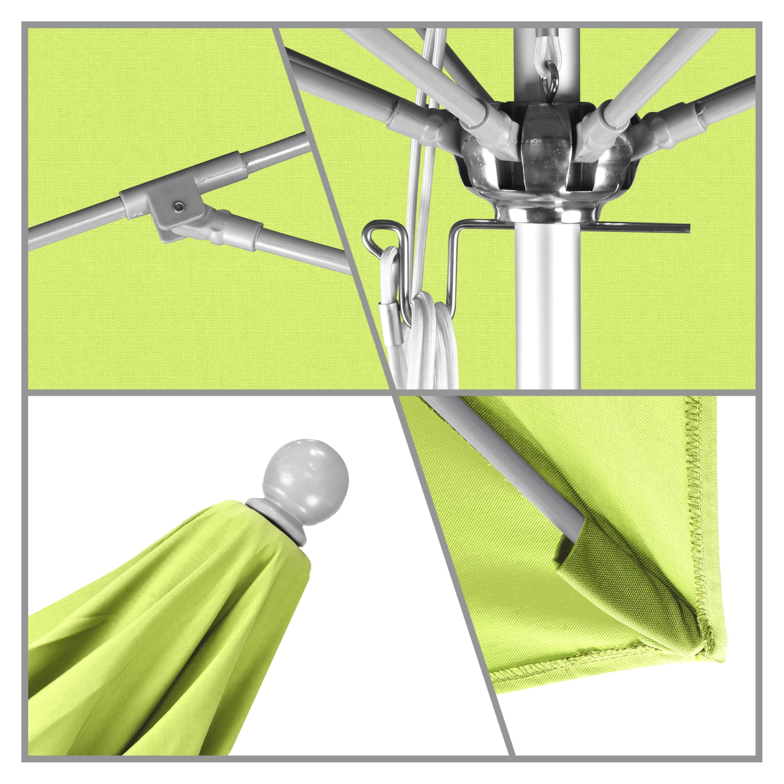 11' California Venture Patio Umbrella - Pulley Open, Silver for Outdoor Dining