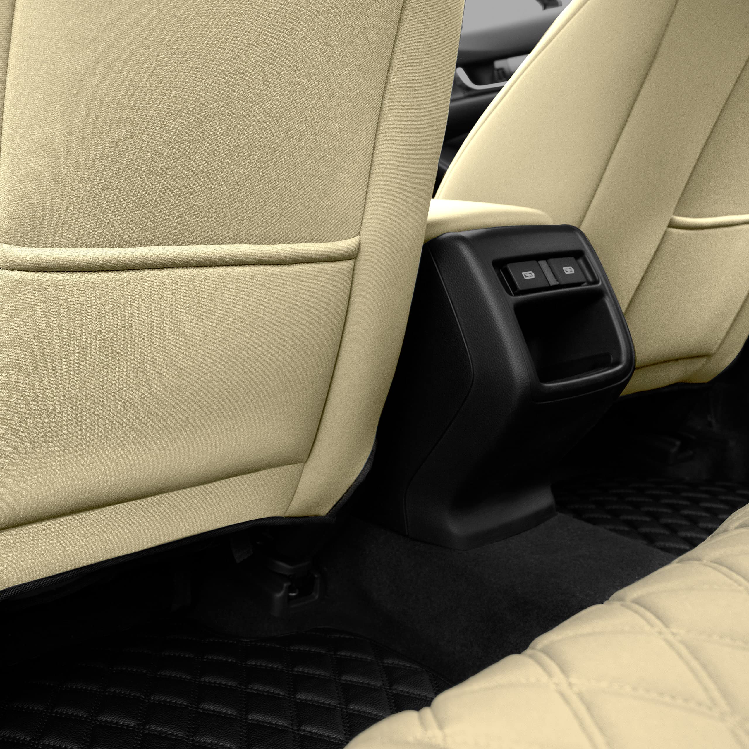 FH Group Custom Fit Neoprene Seat Covers for 2018-2022 Honda Accord (Touring/Sport/SE/EX/EX-L) - Full Set Waterproof Beige Car Seat Protectors | Durable Honda Accessories for Daily Commute & Road Trips