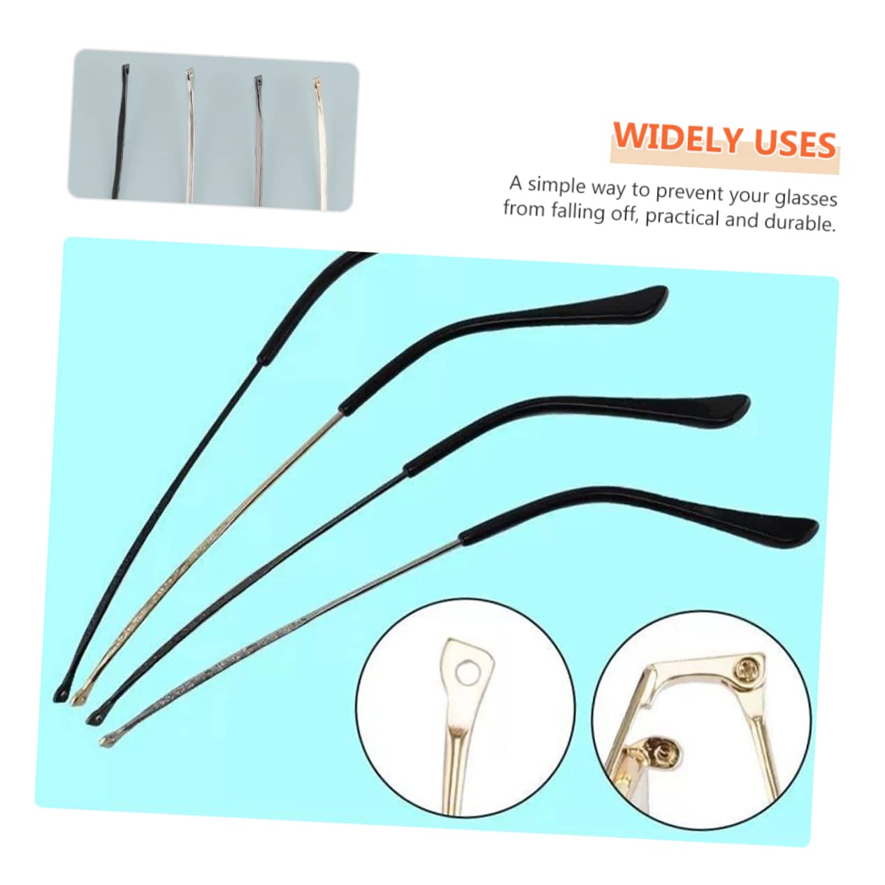 SOLUSTRE 3 Pairs Glasses Arm Covers, Replacement Temple Tips for Eyeglasses, Comfortable Ear Cushions for Metal Frames - Perfect for Reading, Working & Long Wear Comfort