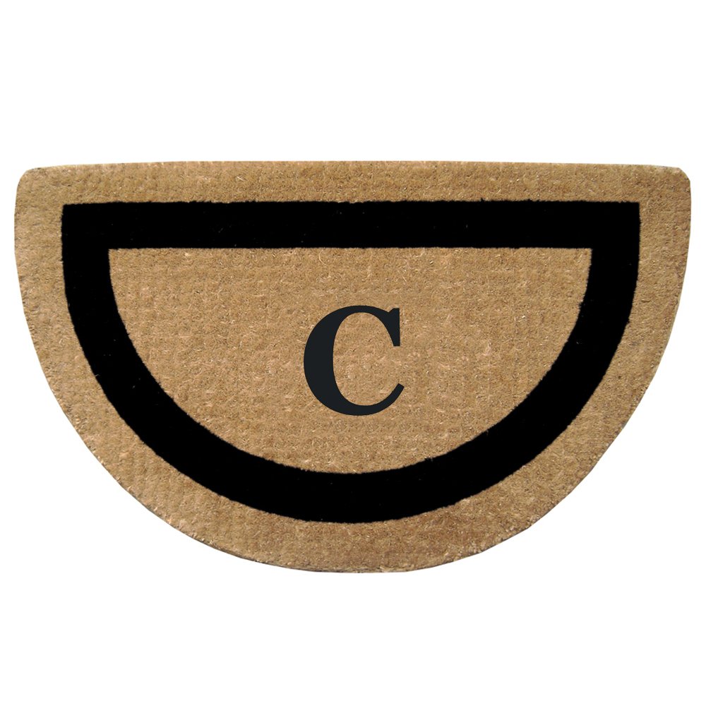 Premium Heavy Duty Coir Doormat with Black Frame - 22x36 Inch Monogrammed Welcome Mat for Front Door, Porch & Entryway - Durable Half Round Design for Home & Office Use