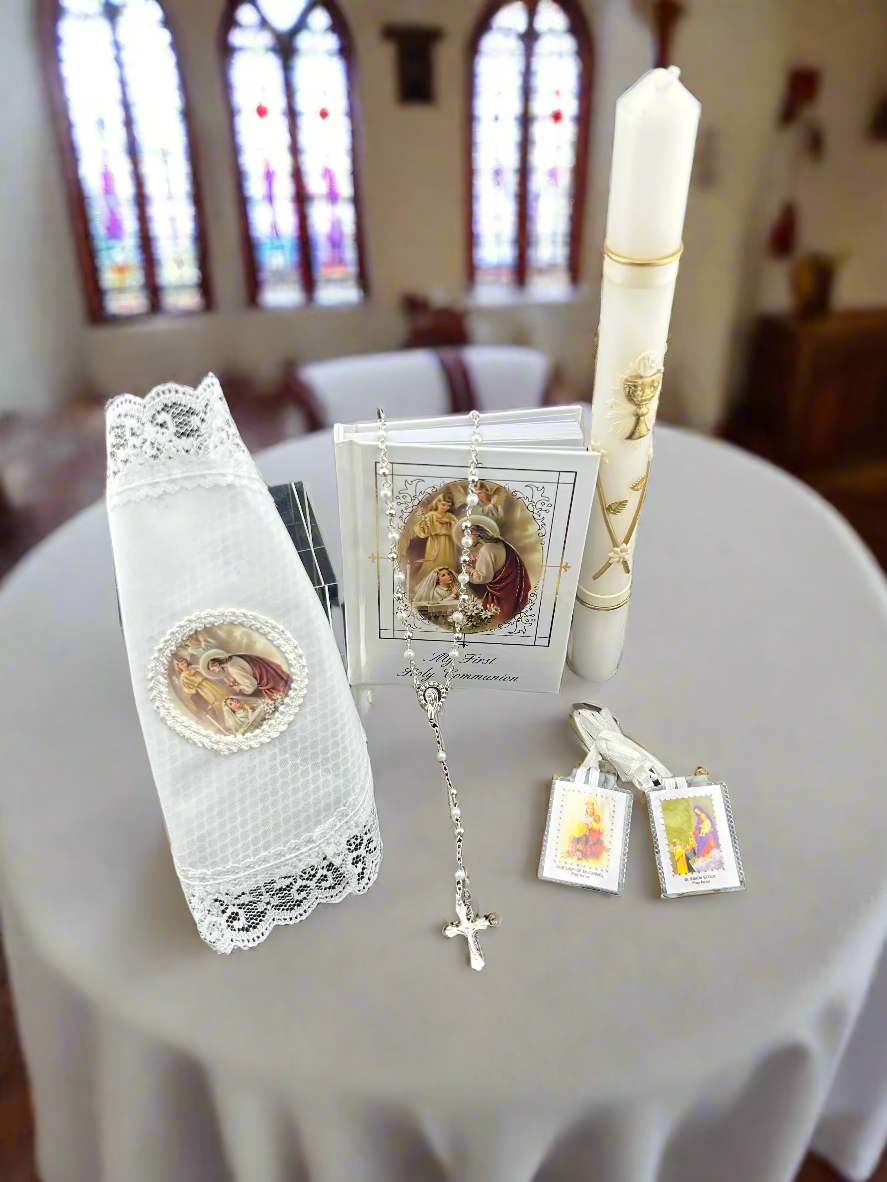 Girls First Communion Candle Set - White Baptism Ceremony Candles with Holder - Perfect for Catholic Church Celebrations, Baptisms & Religious Gifts