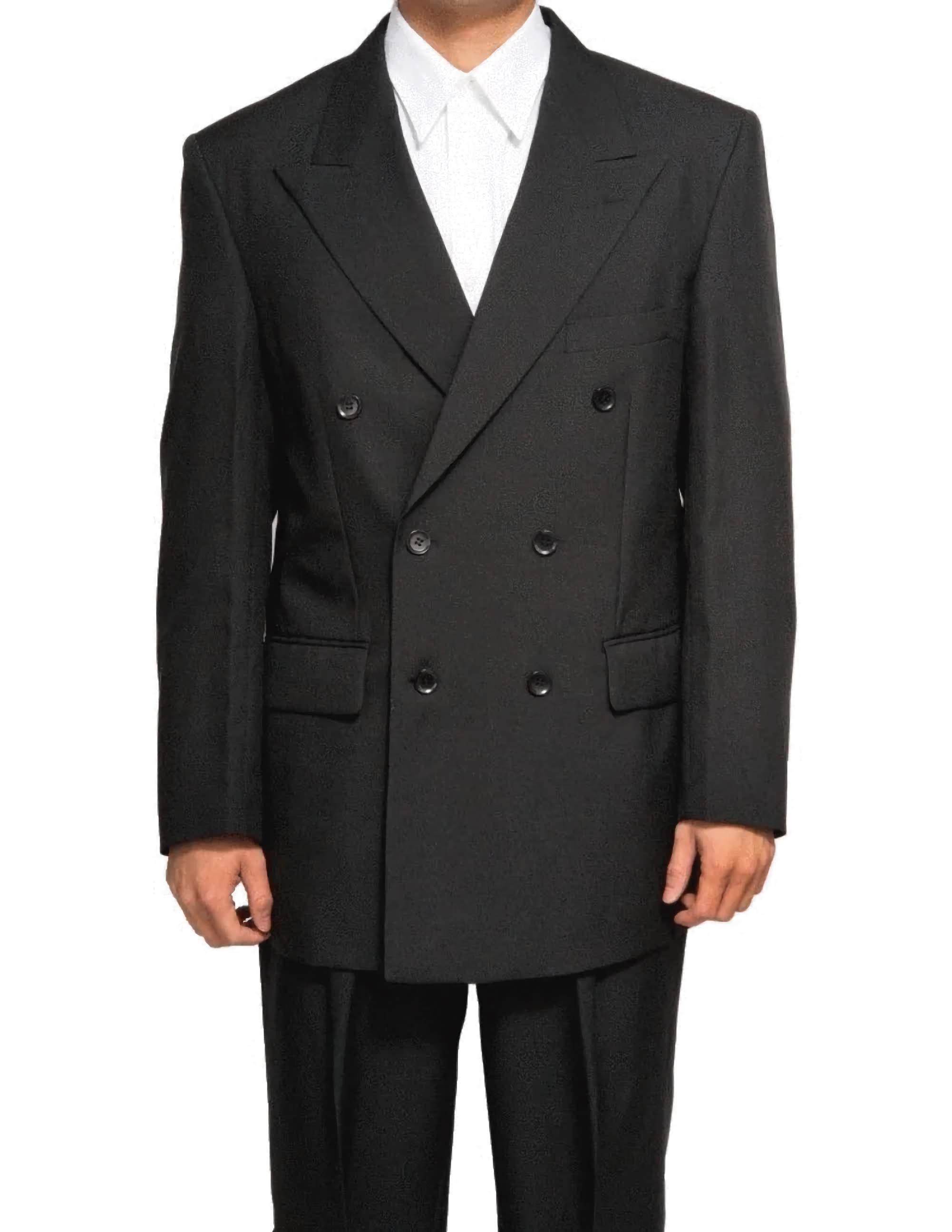 Black Regular Fit Double Breasted 2 Piece Suit for Men | Formal Business Attire | Wedding & Office Wear | Premium Wool Blend Suit Set