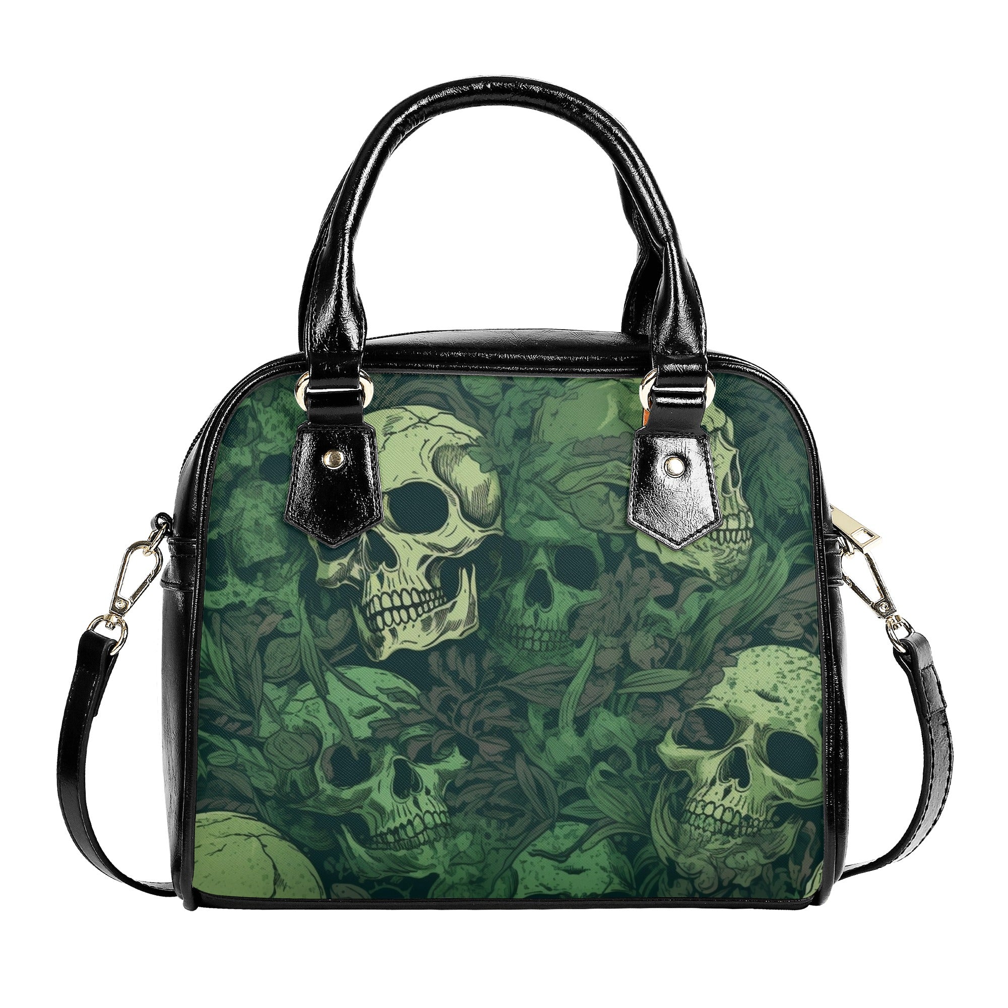 Gothic Green Skull Shoulder Bag for Women - Punk Rock Crossbody Purse for Concerts, Halloween & Everyday Use