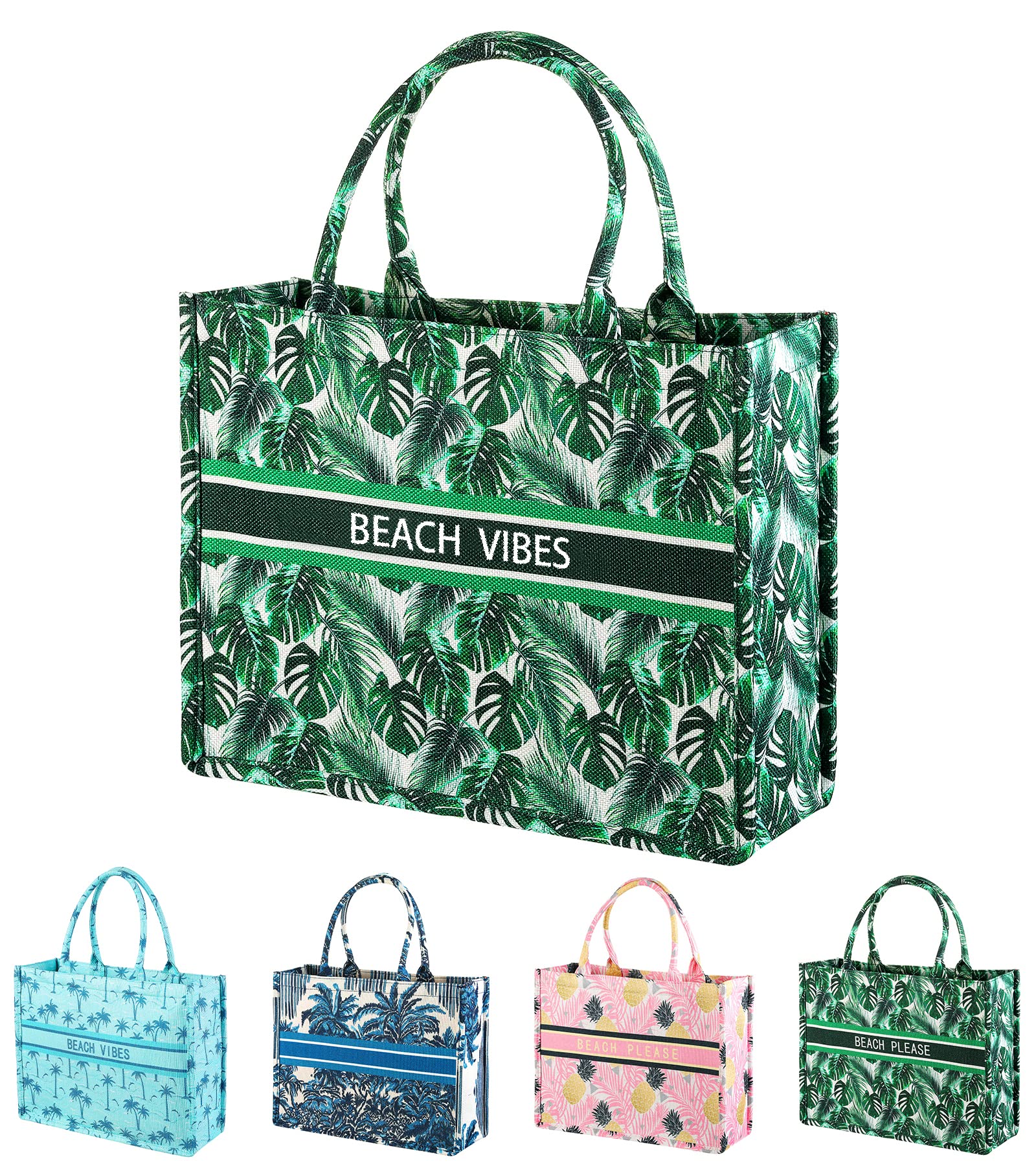 Genovega Printed Canvas Tote Bag - Stylish & Durable Beach Bag for Women, Perfect Vacation Essential, Travel Accessory & Christmas Gift Idea for Her | Great for Shopping, Beach Trips & Daily Use