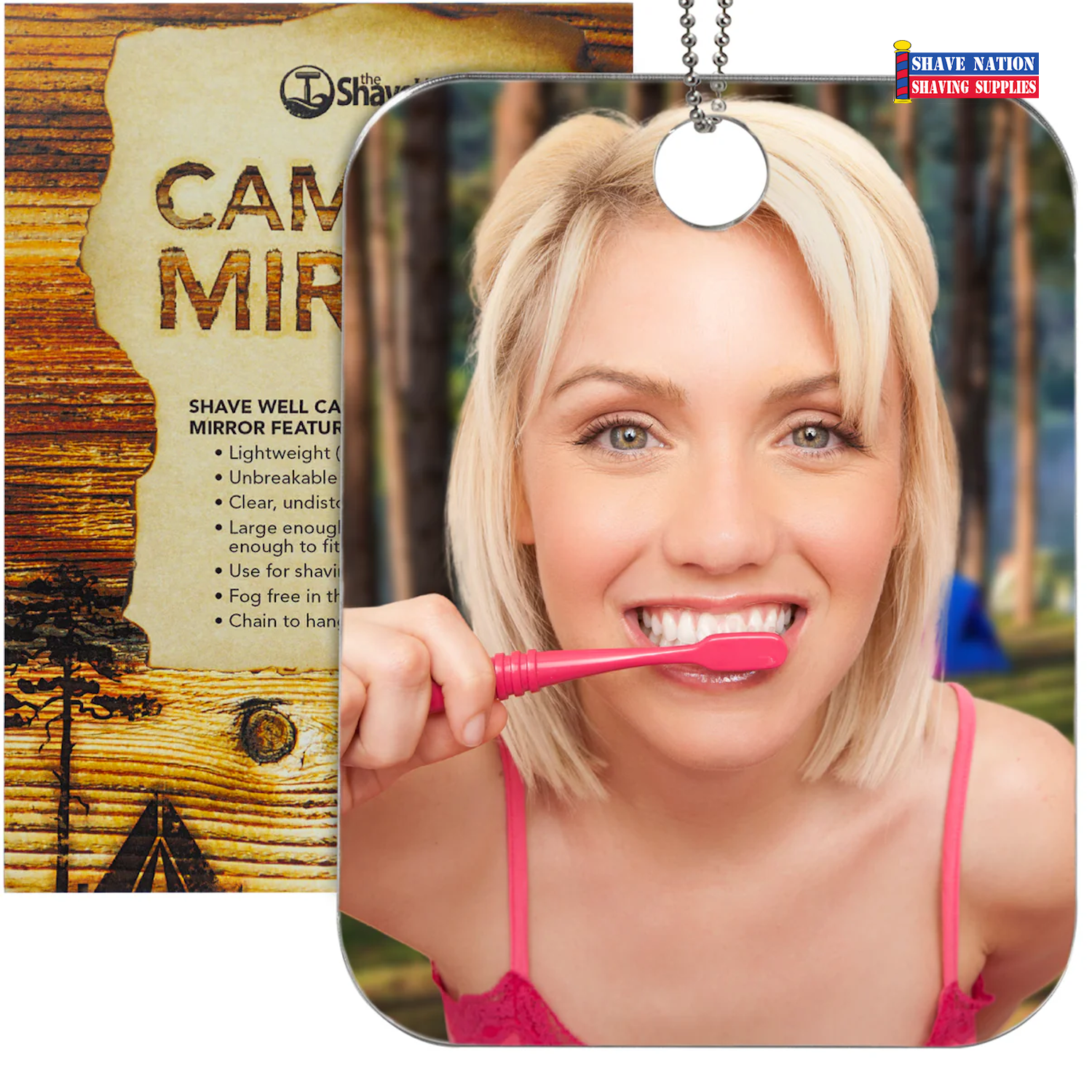 Shave Well Fog-Free Camping Mirror - Travel & Outdoor Shaving Essential for Hiking, Backpacking & Survival Kits