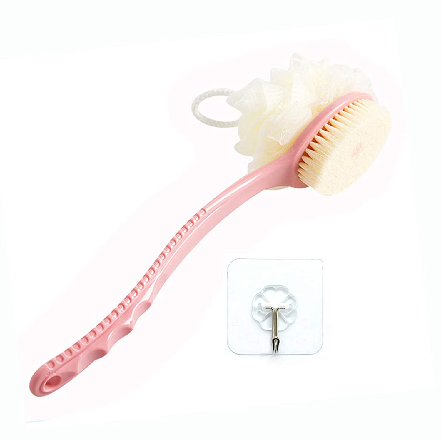 LYDL 2-in-1 Shower Body Brush & Exfoliating Scrubber with Long Handle - Dry Brushing & Massage Sponge for Skin Care, Cellulite Treatment & Back Scrubbing (Assorted Colors) - Perfect for Daily Shower Routine & Spa-Like Skin Exfoliation at Home
