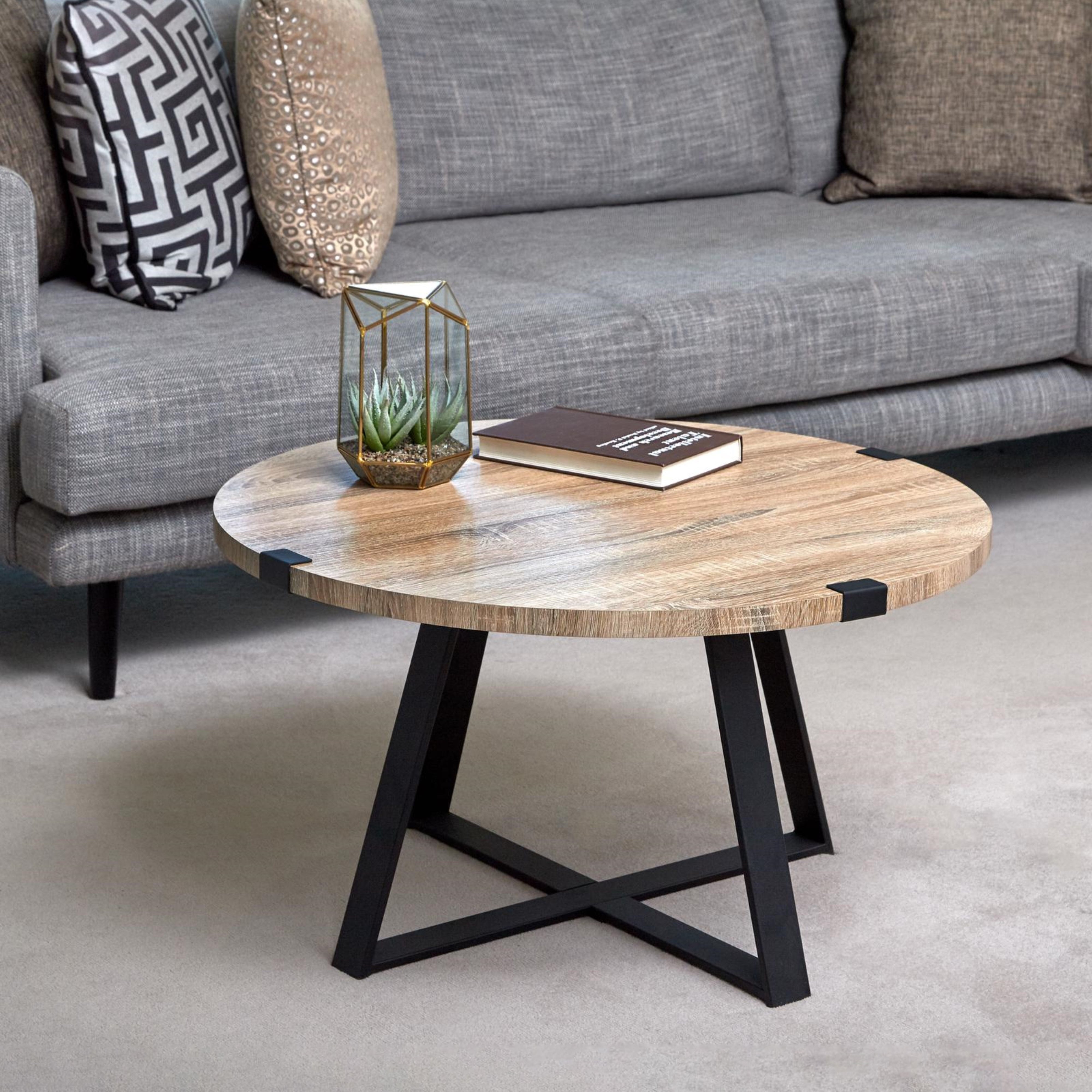 Stylish Oak Capri Round Coffee Table by Criterion - Perfect for Living Room, Lounge & Home Decor