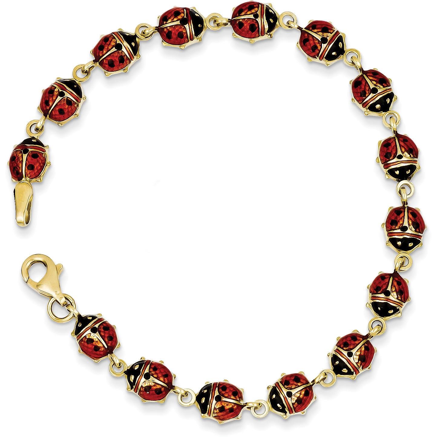 14K Gold Resin Ladybug Charm Bracelet for Women - 7 Inch Adjustable Fashion Jewelry Gift for Birthday, Anniversary & Everyday Wear