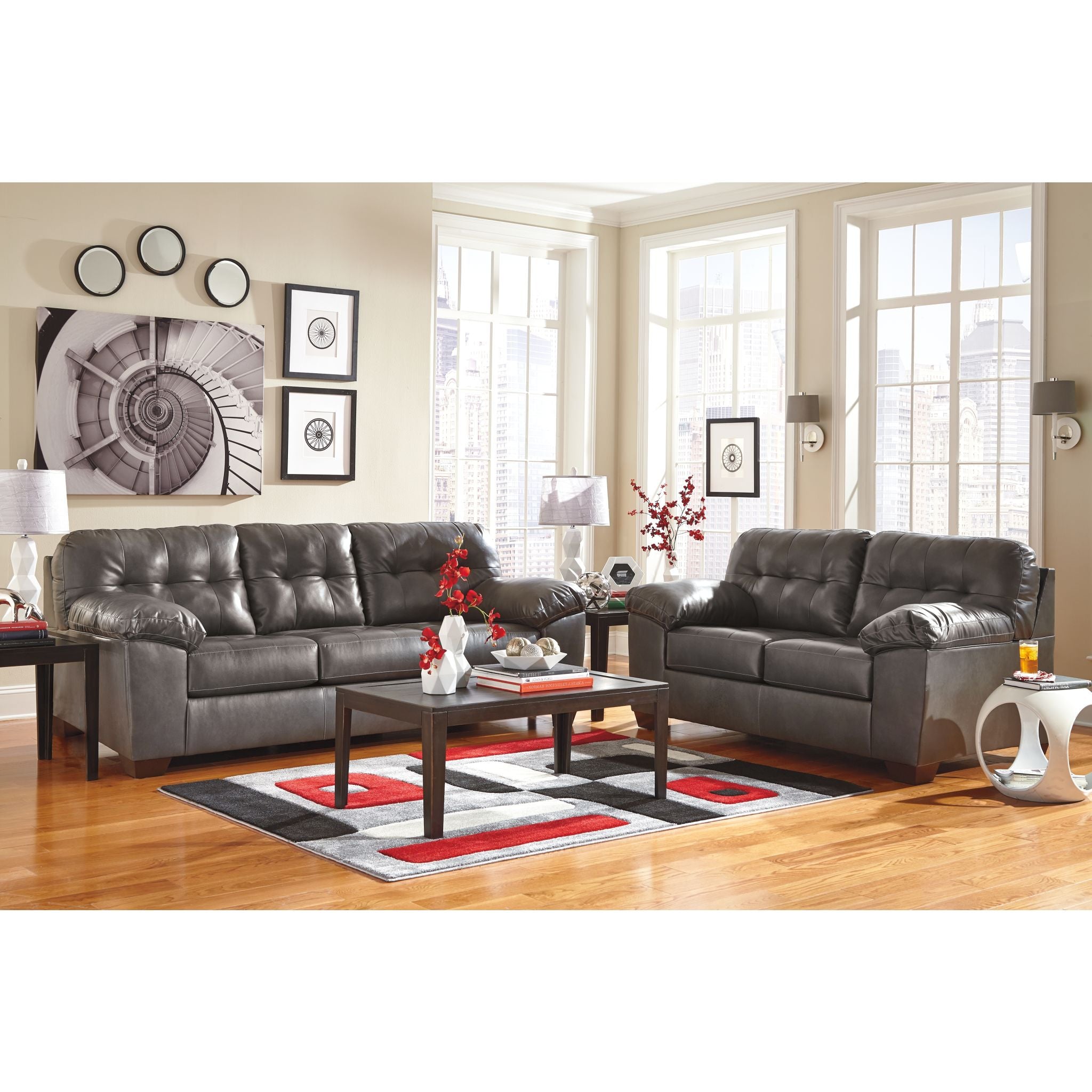 Alliston Grey Sofa - Modern Comfortable Couch for Living Room, Lounge & Home Theater - Soft Fabric Upholstery with Sturdy Frame