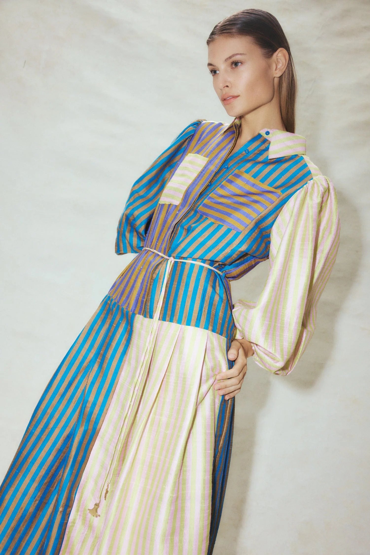 DIAZ Striped Shirt Dress for Women - Casual & Elegant Long Sleeve Button Down Dress - Perfect for Office, Date Night & Spring Outfits
