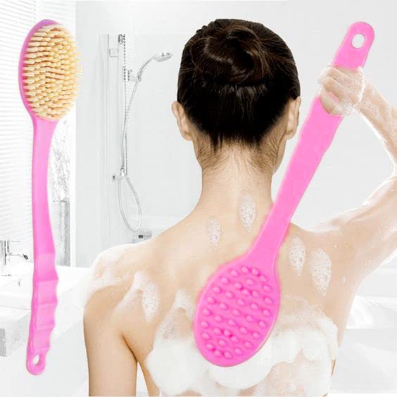 Soft Bristle Back Scrubber Brush for Exfoliating & Body Cleansing - Gentle Bath Shower Brush with Long Handle (White) | Perfect for Deep Cleaning, Dead Skin Removal & Relaxing Spa Experience