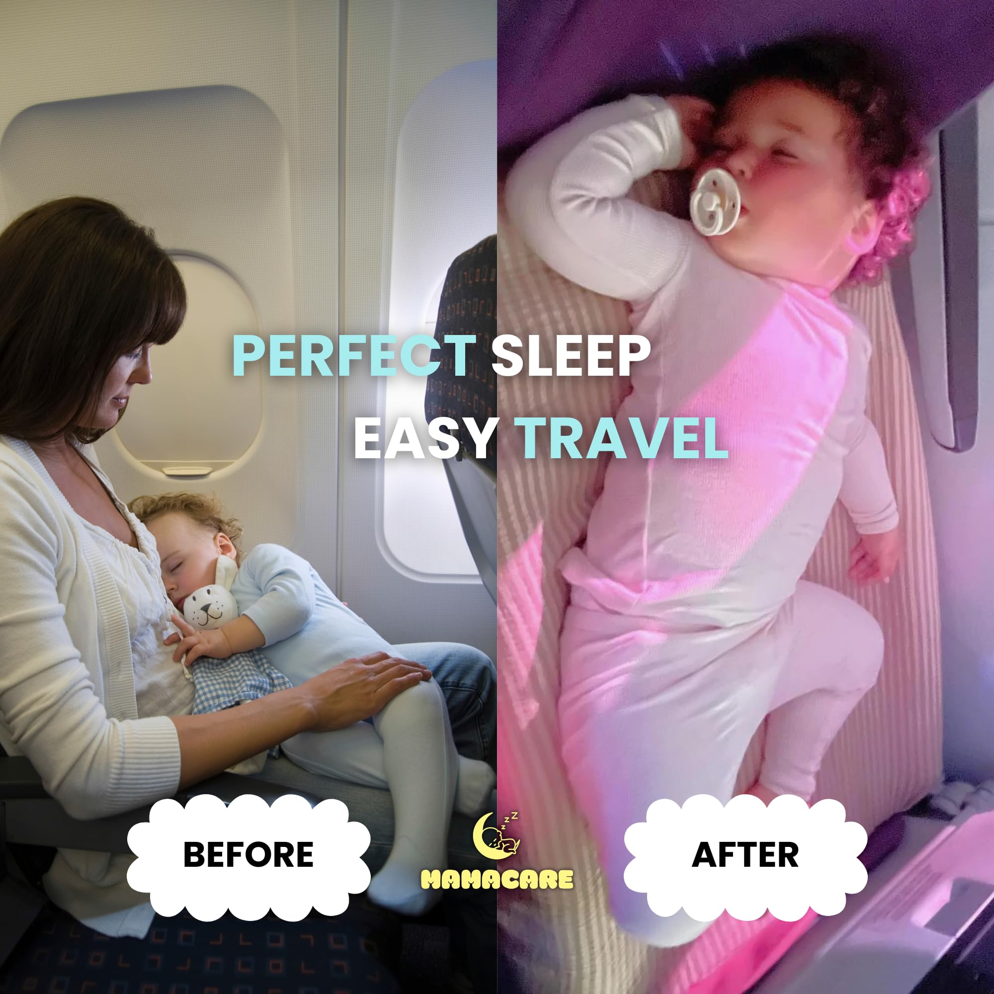 MAMACARE Inflatable Toddler Airplane Bed with Bumpers, Pump & Travel Bag - Portable Kids Travel Bed for Airplane, Car & Home - Perfect Gift for Flying Toddlers & Comfortable Sleep On-The-Go