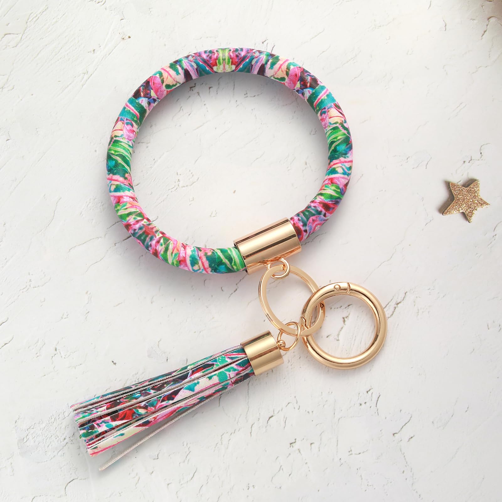 Coolcos Leather Keychain Bracelet for Women - Stylish Wristlet Key Holder with Tassel, Portable Keyring Bangle Gift for Her | Perfect for Daily Use, Travel, and Key Organization