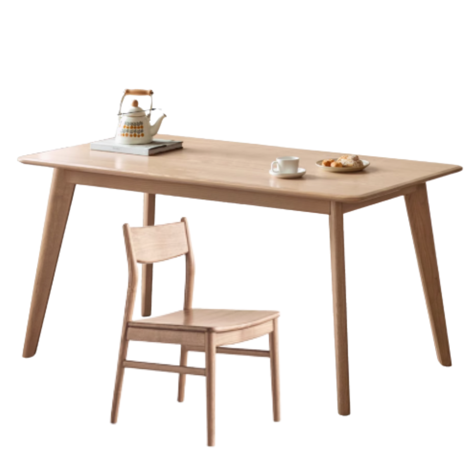 Solid Oak and Ash Wood Nordic Dining Table - Modern Scandinavian Style for Home, Kitchen, and Dining Room Decor