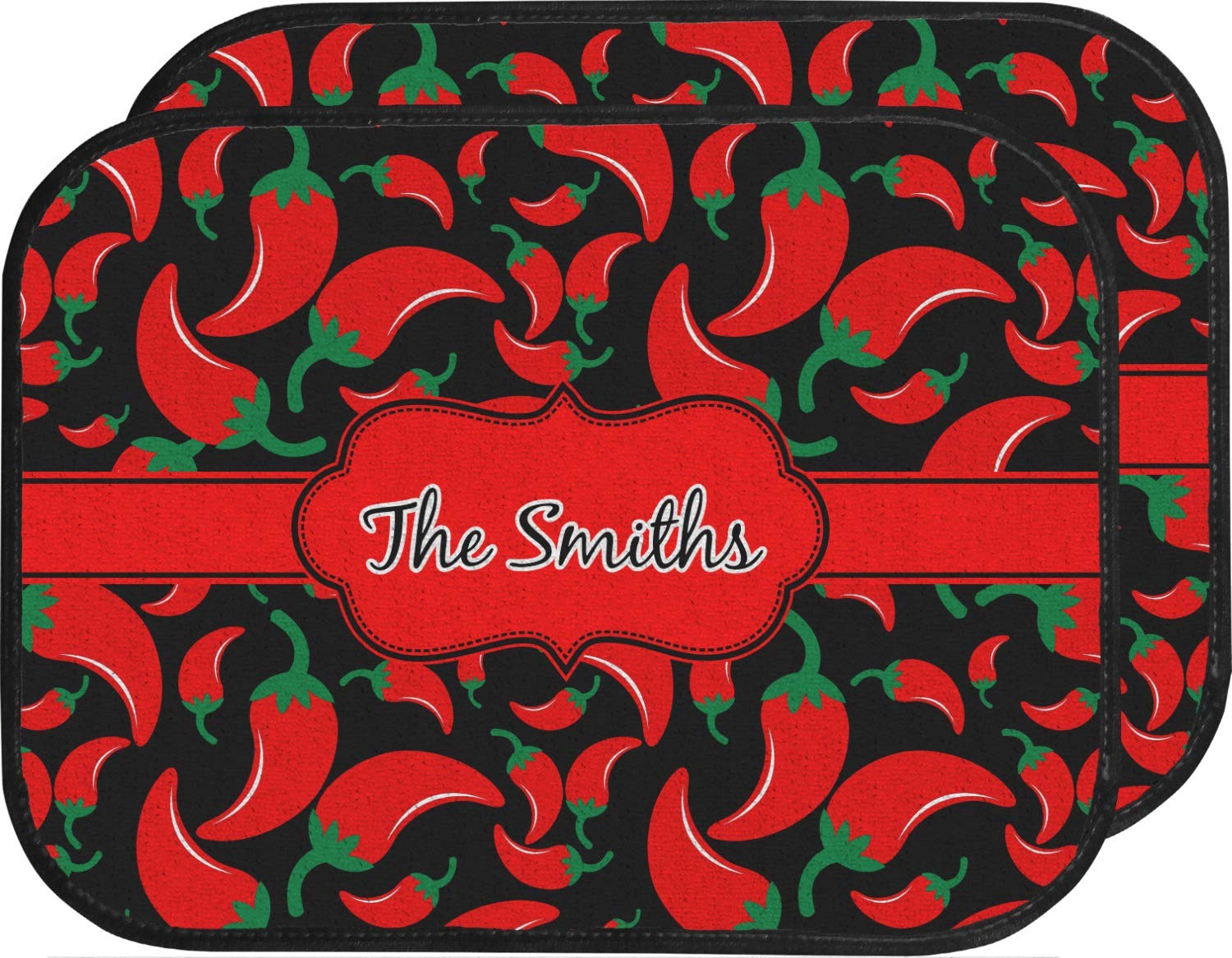 Custom Chili Pepper Car Floor Mats Set - 2 Front & 2 Rear Non-Slip Mats for Cars, SUVs & Trucks | Unique Spicy Gift for Car Enthusiasts | Perfect for Road Trips & Daily Commutes