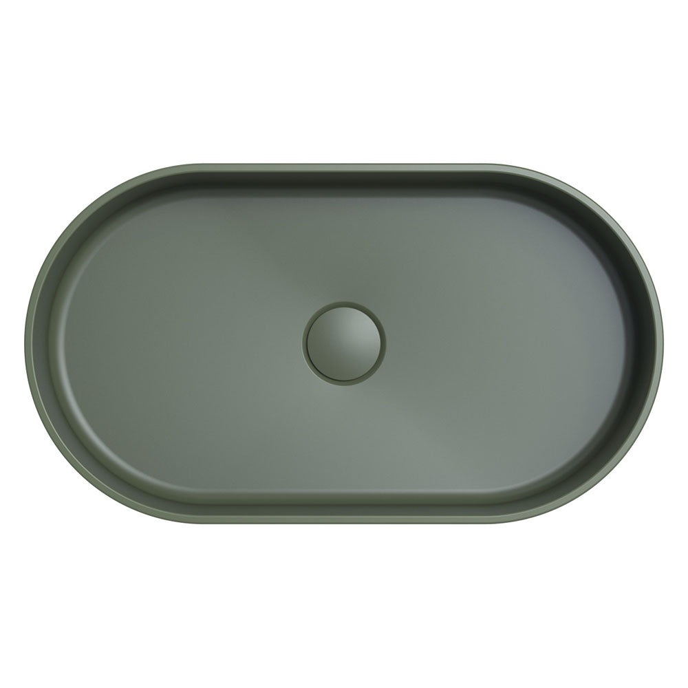Fienza CSB804F Minka Pill Solid Surface Above Counter Bathroom Sink, Forest Finish - Modern Vanity Basin for Contemporary Home Decor