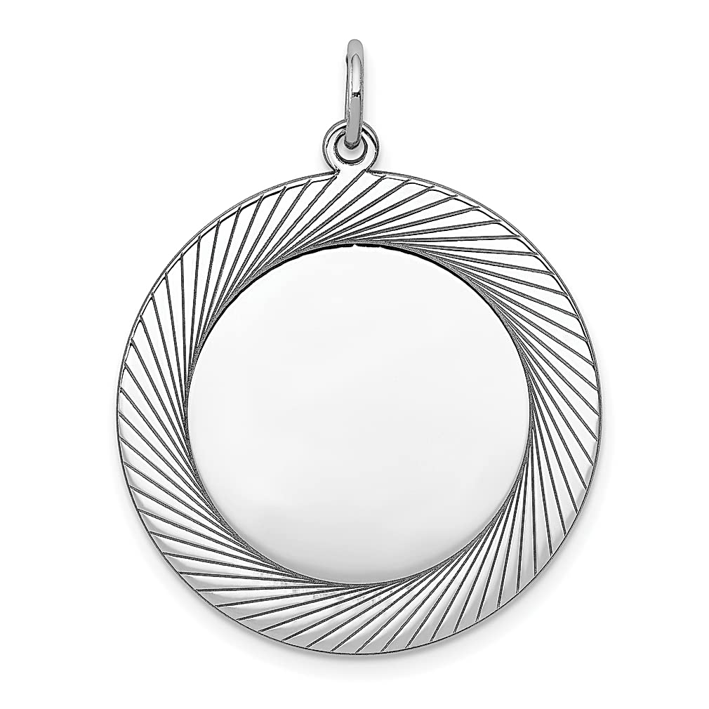 925 Sterling Silver Rhodium Plated Engravable Round Disc Charm Necklace Pendant - Personalized Laser Etched Jewelry for Women - Perfect Gift for Her, Birthday, Anniversary & Special Occasions