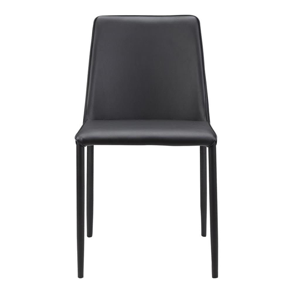 Nora Dining Chair Set of 2 - Modern Black Vegan Leather Upholstered Side Chairs for Kitchen, Dining Room & Office - Comfortable & Stylish Seating Solution