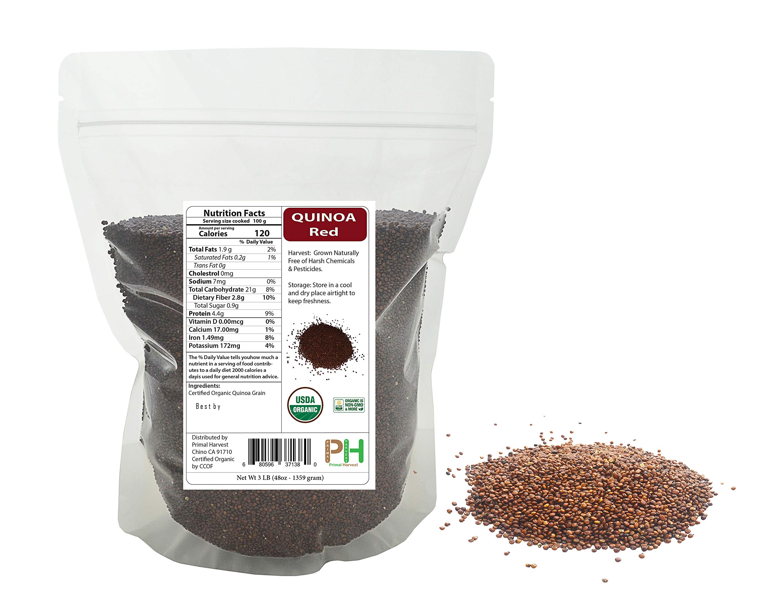 Organic Whole Grain Royal Red Quinoa - Non-GMO, Gluten Free, Bulk 6 LB - Perfect for Healthy Salads, Meal Prep & Vegan Cooking