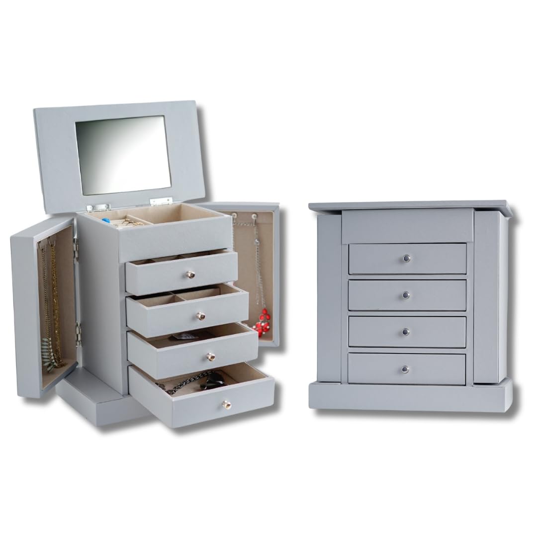Layla Jewelry Box with Hives & Honey Design - Stylish Grey Jewelry Organizer for Women | Perfect for Bedroom, Vanity & Travel Storage