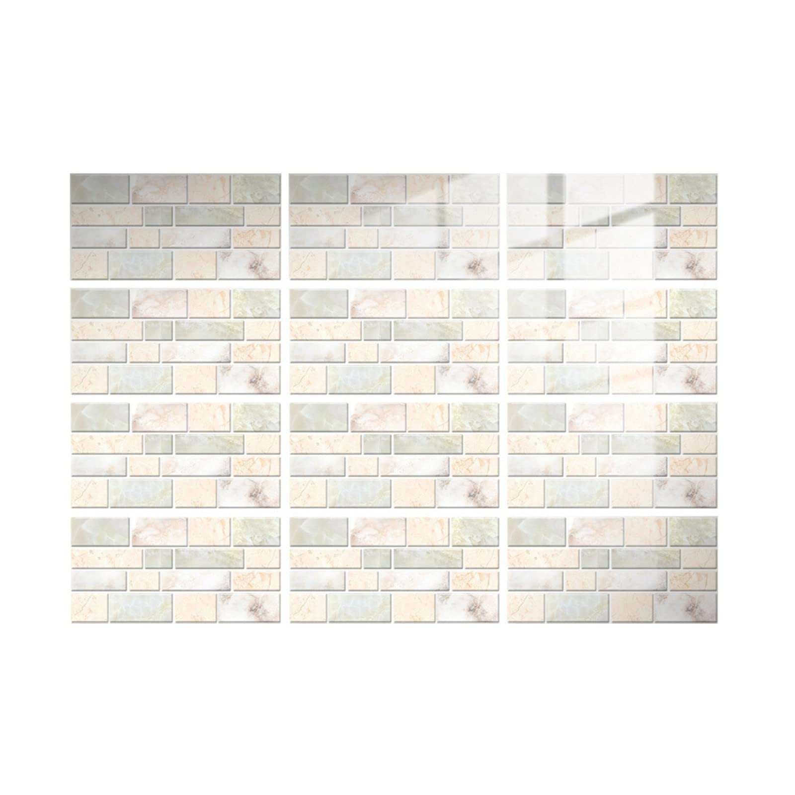 12-Piece Peel and Stick Ceramic Tile Stickers - 3D Crystal Mosaic Wall Decals, Waterproof Self-Adhesive DIY Wallpaper for Kitchen Backsplash, Bathroom, and Home Decor