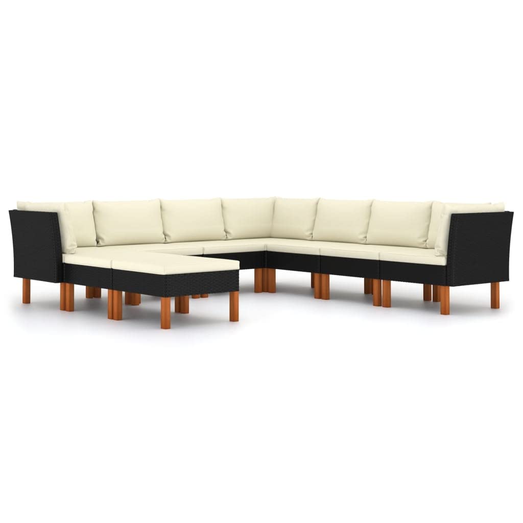 vidaXL 9-Piece Patio Lounge Set - Modern Farmhouse Outdoor Sectional Sofa with Cushions & Footrest for Garden, Yard, Backyard | Perfect for Relaxing, Entertaining & Outdoor Gatherings