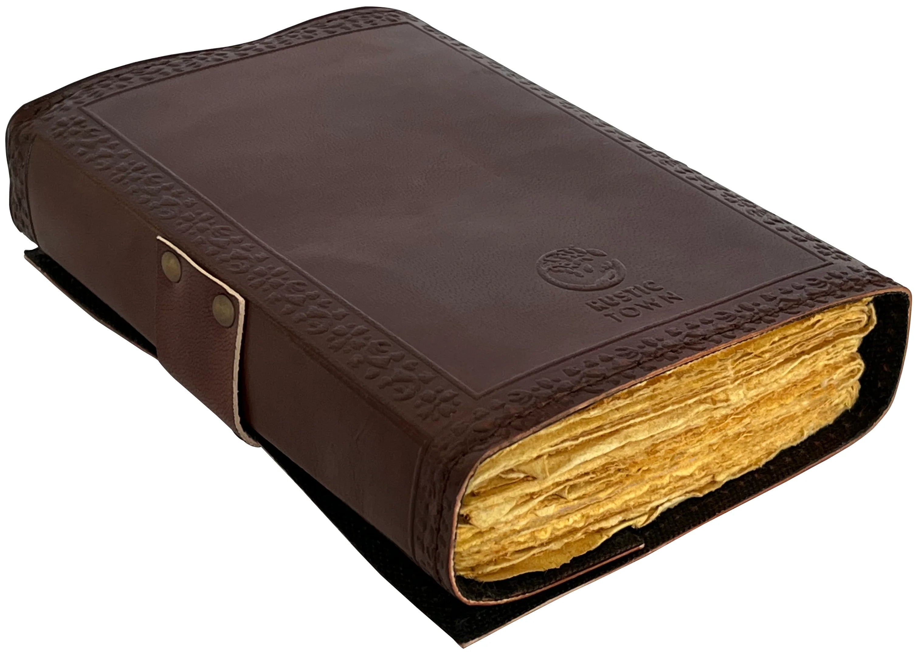 Vintage Leather Journal with Antique Deckle Edge Paper & Semi-Precious Stones - Perfect for Writing, Sketching & Gift Giving