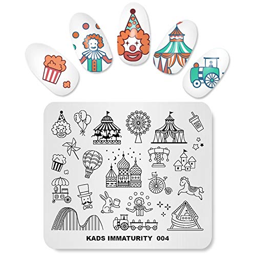 Cute Clown Nail Stamping Plates - KADS DIY Nail Art Templates for Manicure (IM004) | Professional Nail Design for Parties, Halloween & Special Occasions