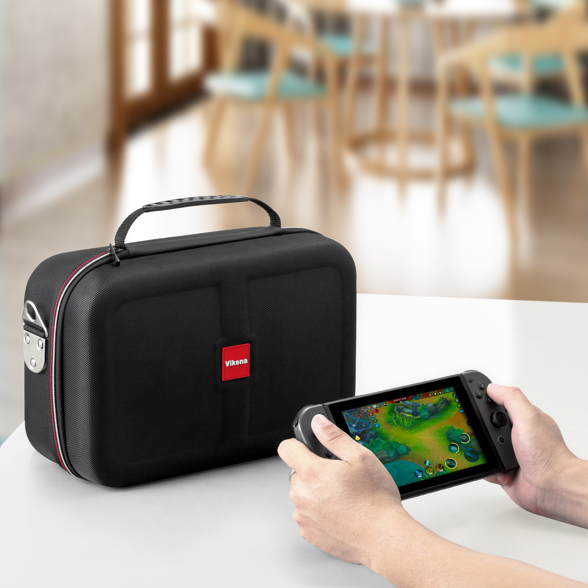 Vikena Deluxe Travel & Storage Case for Nintendo Switch - Compatible with Switch Pro Controller, Poke Ball, Console & Accessories - Durable Protective Game Carrying Case (Black) - Perfect for Travel, Gaming Parties & On-the-Go Protection
