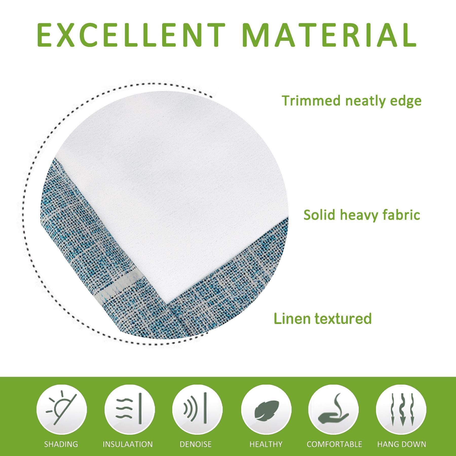 Macochico Extra Long Jacquard Curtain Drapes - Linen Textured Pinch Pleat Window Treatments, Room Darkening Panel for Bedroom & Living Room - Celestial Blue 100