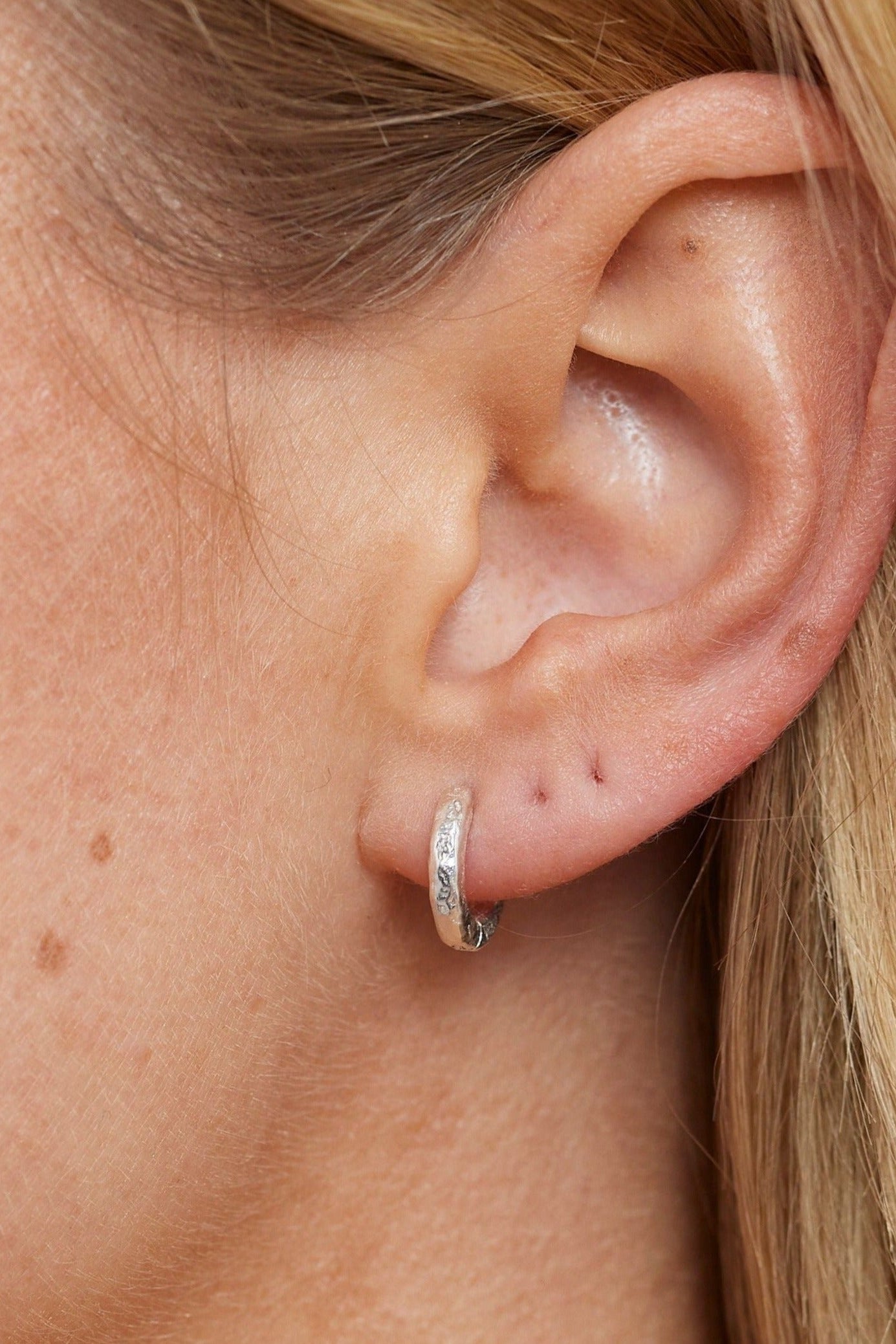 Textured Silver Huggie Hoop Earrings for Women - Small Size Hypoallergenic Minimalist Studs - Perfect for Everyday Wear, Gifts & Special Occasions