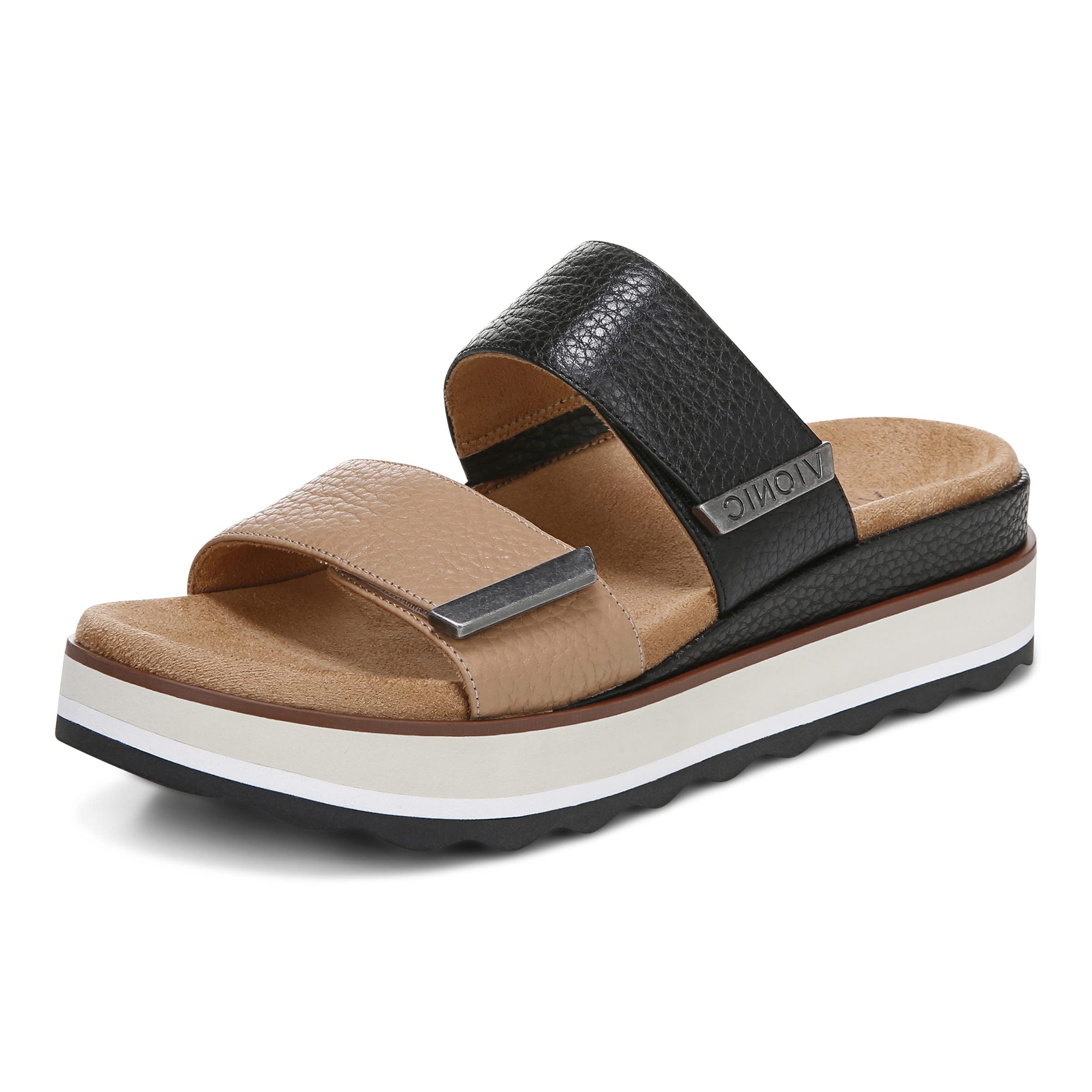 Vionic Women's Phoenix Brandie Slide Platform Sandal - Orthotic Arch Support Sandals with Cushioned Outsole | Comfortable Slip-On Flatform Shoes for Women Sizes 5-11 | Perfect for Walking, Travel & Summer Outfits