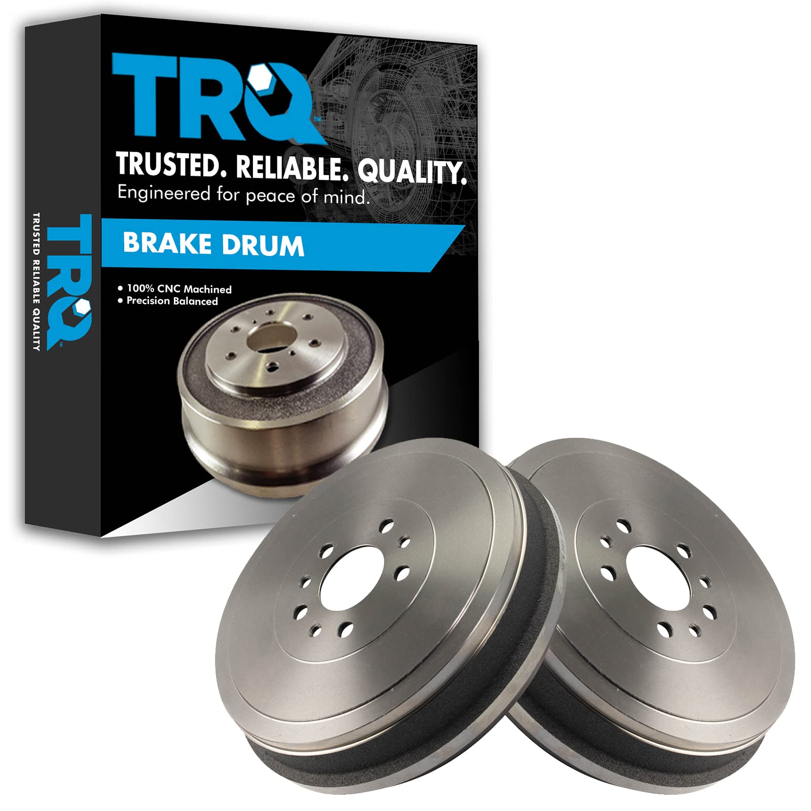 TRQ Rear Brake Drum Kit LH RH Pair Set of 2 for 2015-2022 Ram ProMaster City | Durable Braking System Replacement | Perfect for City Driving & Heavy Loads