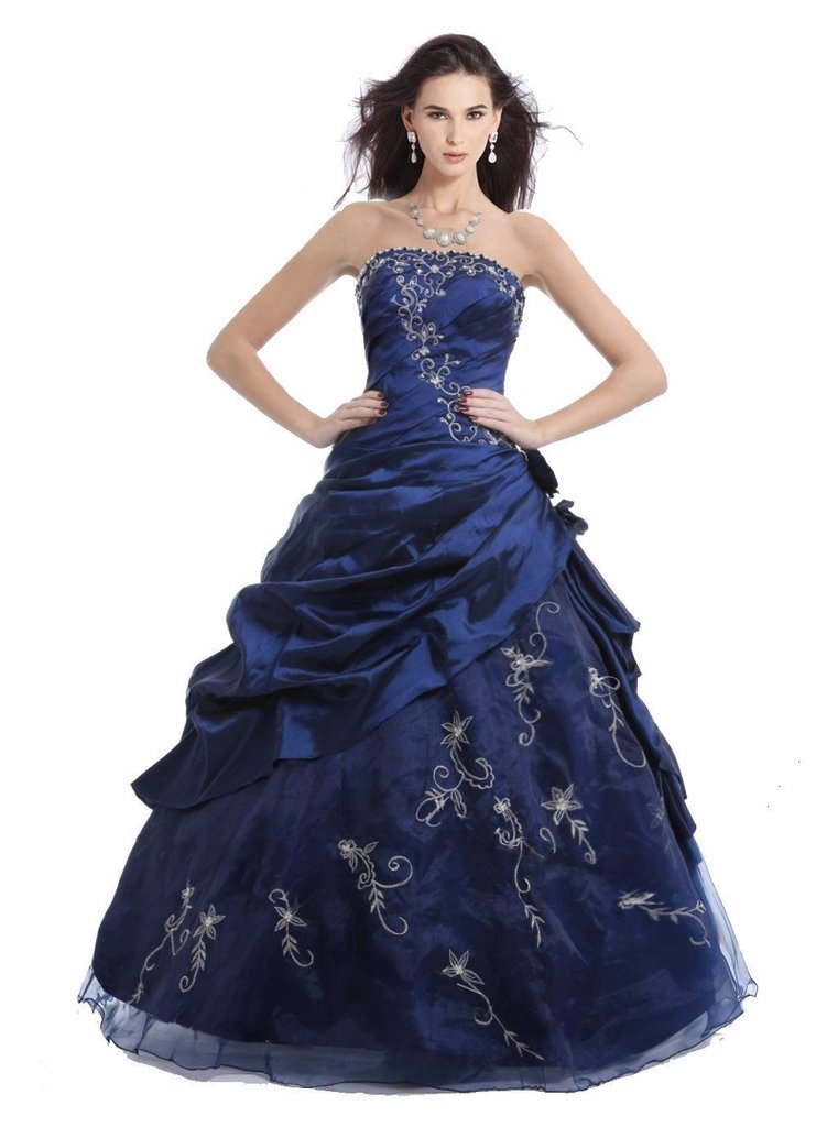 Elegant Silver Embroidered Beaded Princess Evening Ball Gown for Women - Perfect for Prom, Wedding, and Formal Events