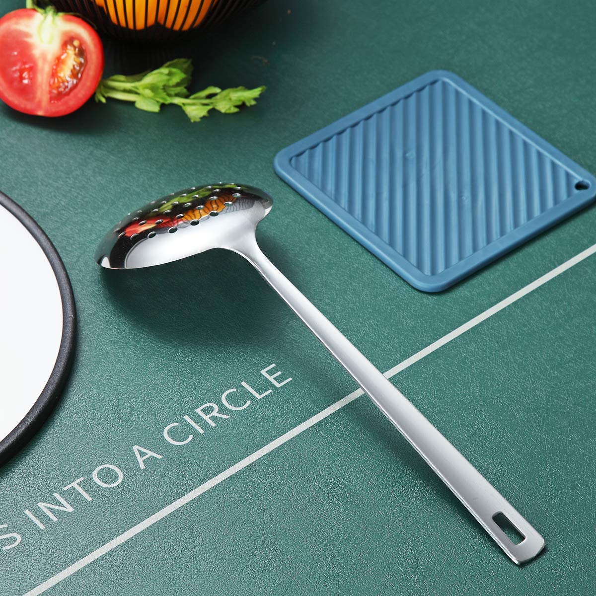 Premium Stainless Steel Skimmer - Berglander Metal Strainer for Non-Stick Cookware | Heat-Resistant & Dishwasher Safe | Perfect for Frying, Soup Making & Pasta Cooking | Easy to Clean Kitchen Tool