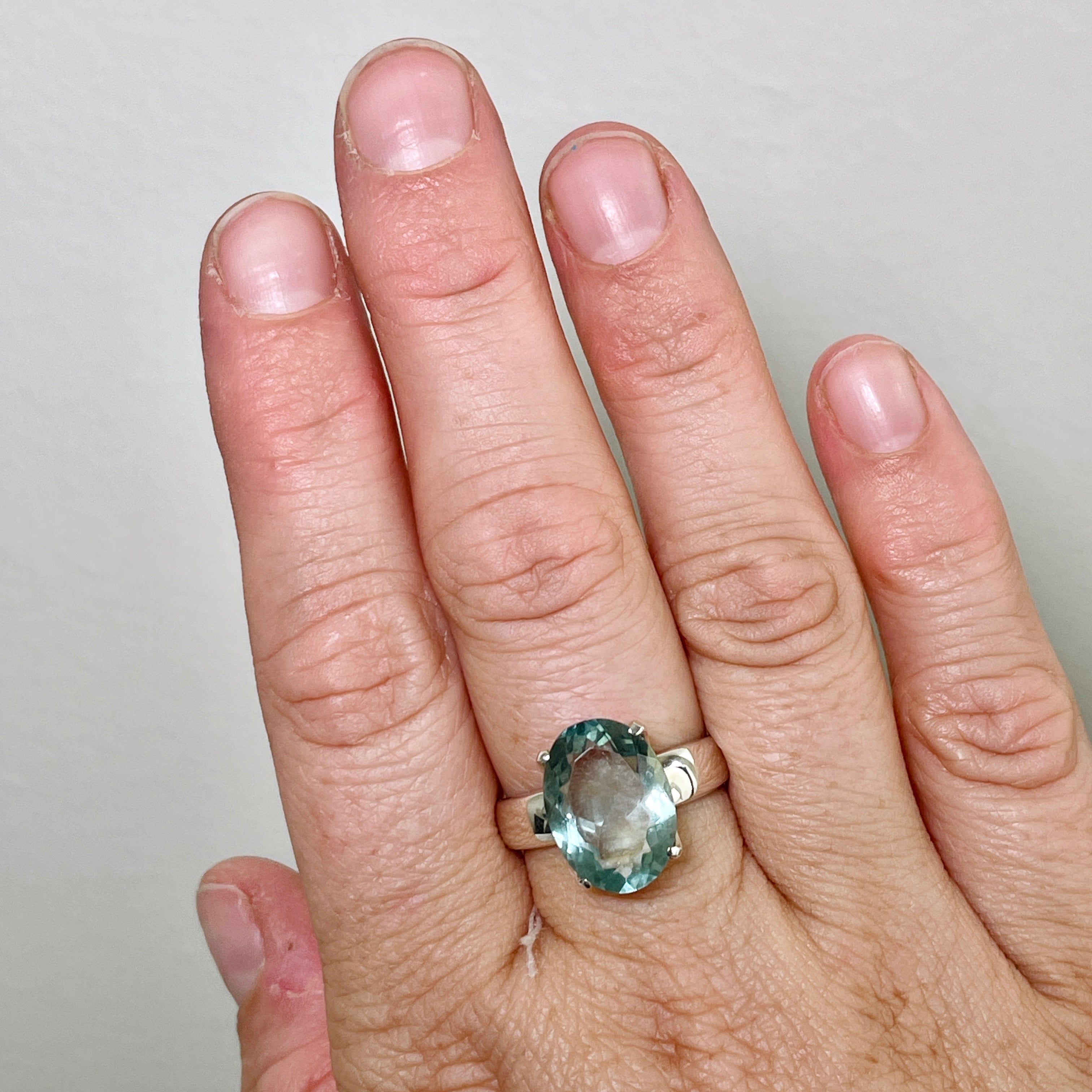 Fluorite Oval Faceted Ring - Size 9 - PRGJ303a - Elegant Gemstone Jewelry for Women, Perfect for Everyday Wear & Special Occasions