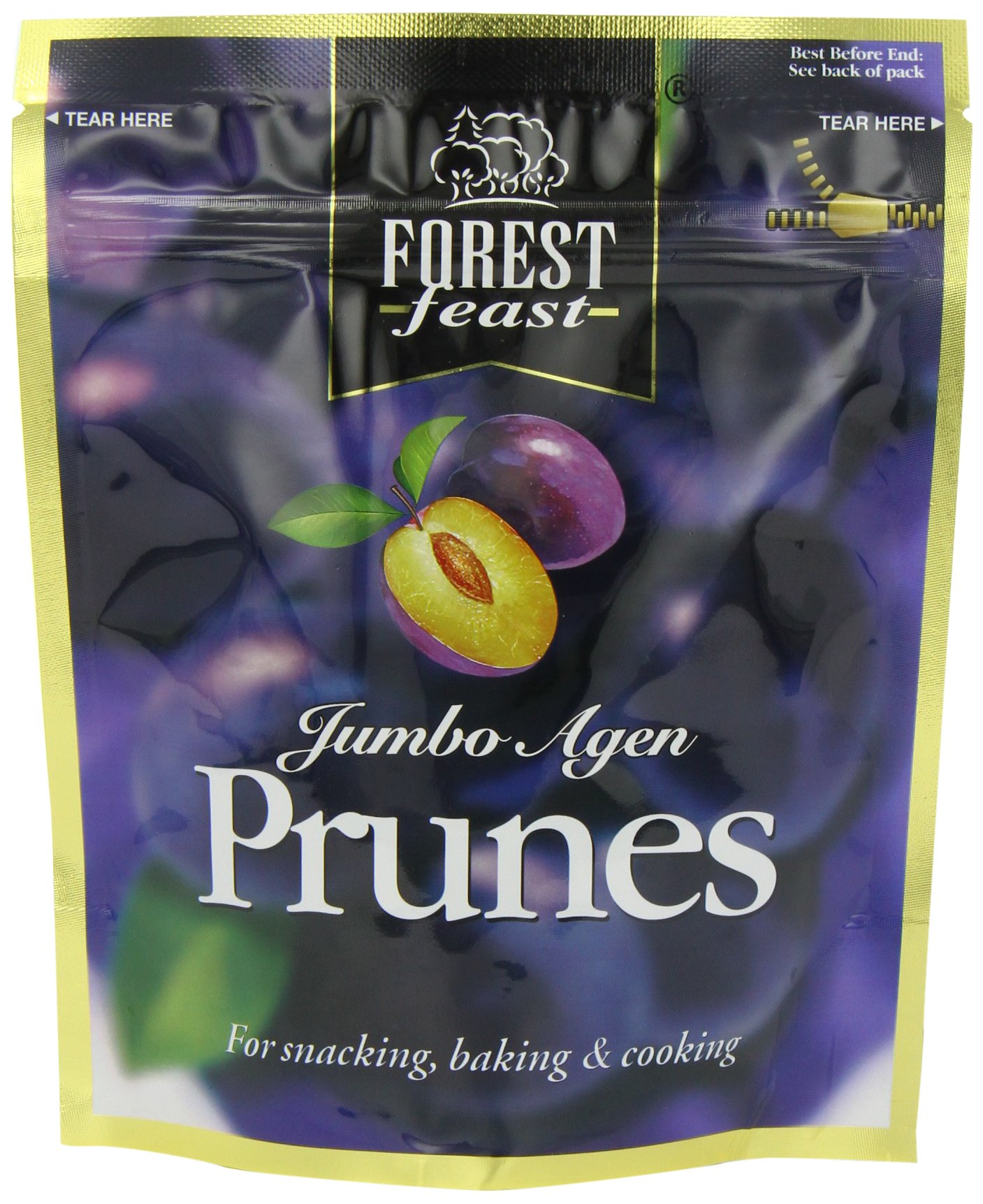 Premium Forest Feast Jumbo Agen Prunes 250g (Pack of 4) - Dried Plums for Baking, Snacking & Healthy Recipes - Natural Sweetener for Oatmeal, Yogurt & Trail Mix