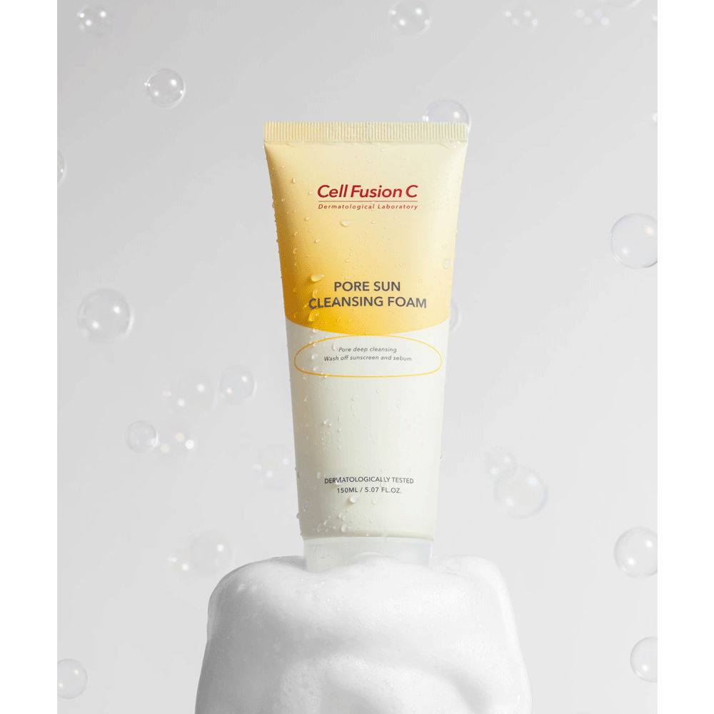 Cell Fusion C Pore Sun Cleansing Foam 150ml - Deep Cleansing & Pore Minimizing Face Wash for Oily & Acne-Prone Skin | Korean Skincare for Sun Protection & Daily Cleansing Routine