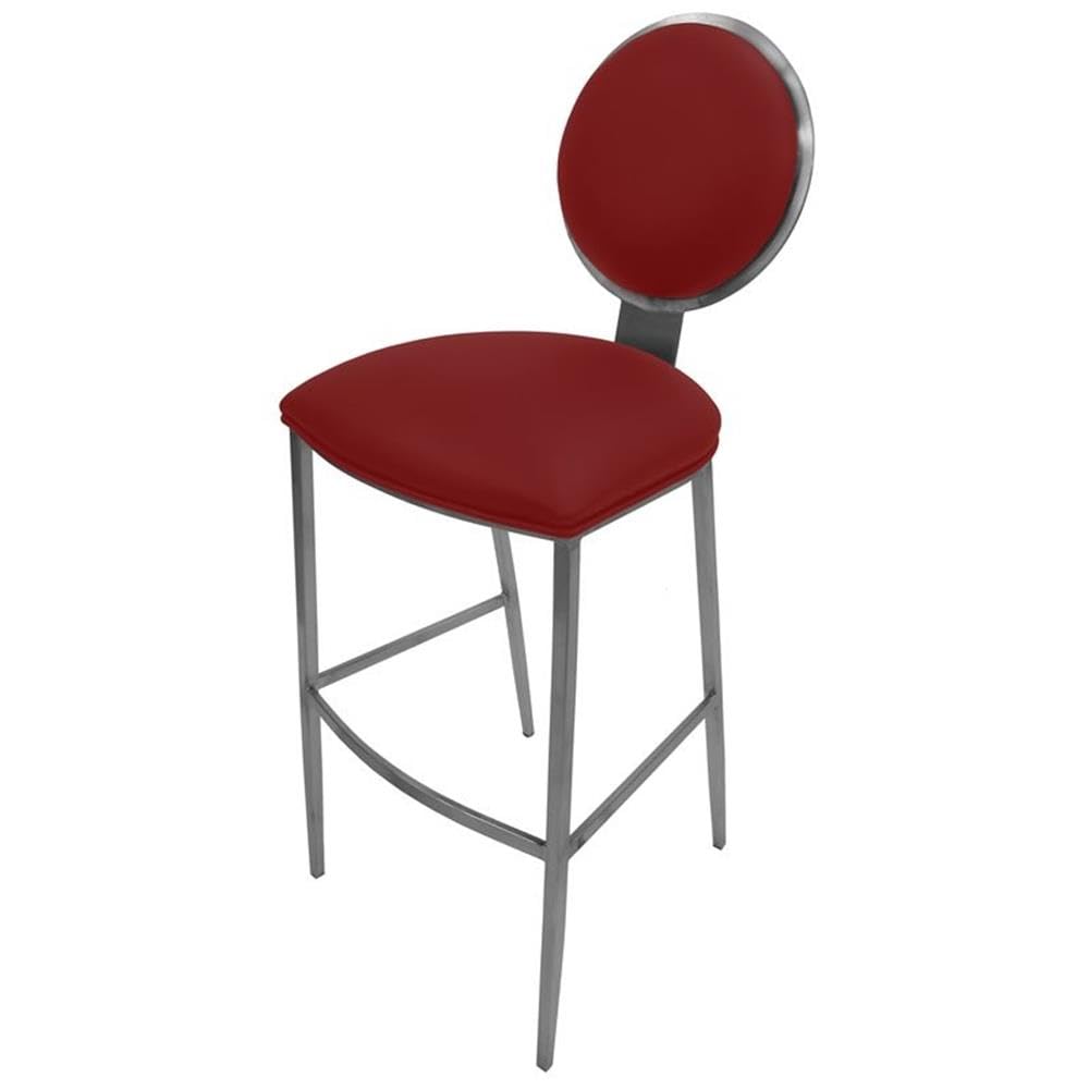 Tobias Designs 30 Inch Modern Red Stainless Steel Bar Stool for Kitchen Island, Breakfast Nook & Home Bar - Contemporary Height Adjustable Stool with Footrest