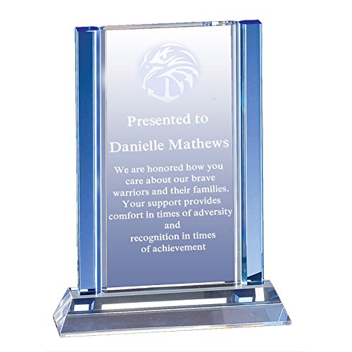 Customizable 8.5 Inch Optical Crystal Blue Column Award Trophy - Personalized Engraved Awards for Corporate Recognition, Employee Appreciation & Milestone Achievements - Perfect for Business Gifts, Retirement Gifts & Award Ceremonies