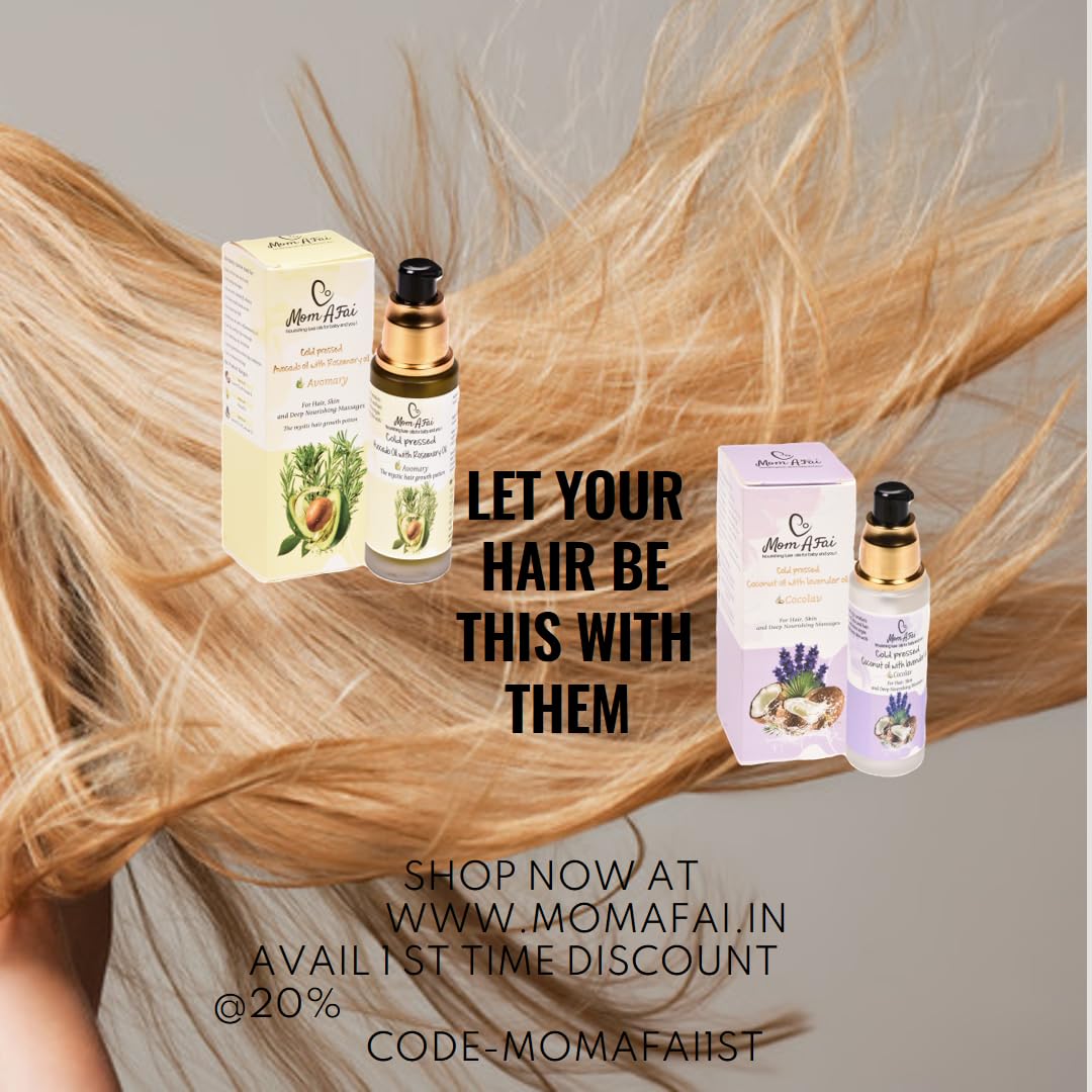 Cold Pressed Avocado Oil with Rosemary Oil for Hair Growth & Hair Fall Control - Natural Hair Nourishment & Moisturizer for Hair, Skin & Body (50ml) | Perfect for Daily Hair Care, Scalp Massage & DIY Beauty Treatments