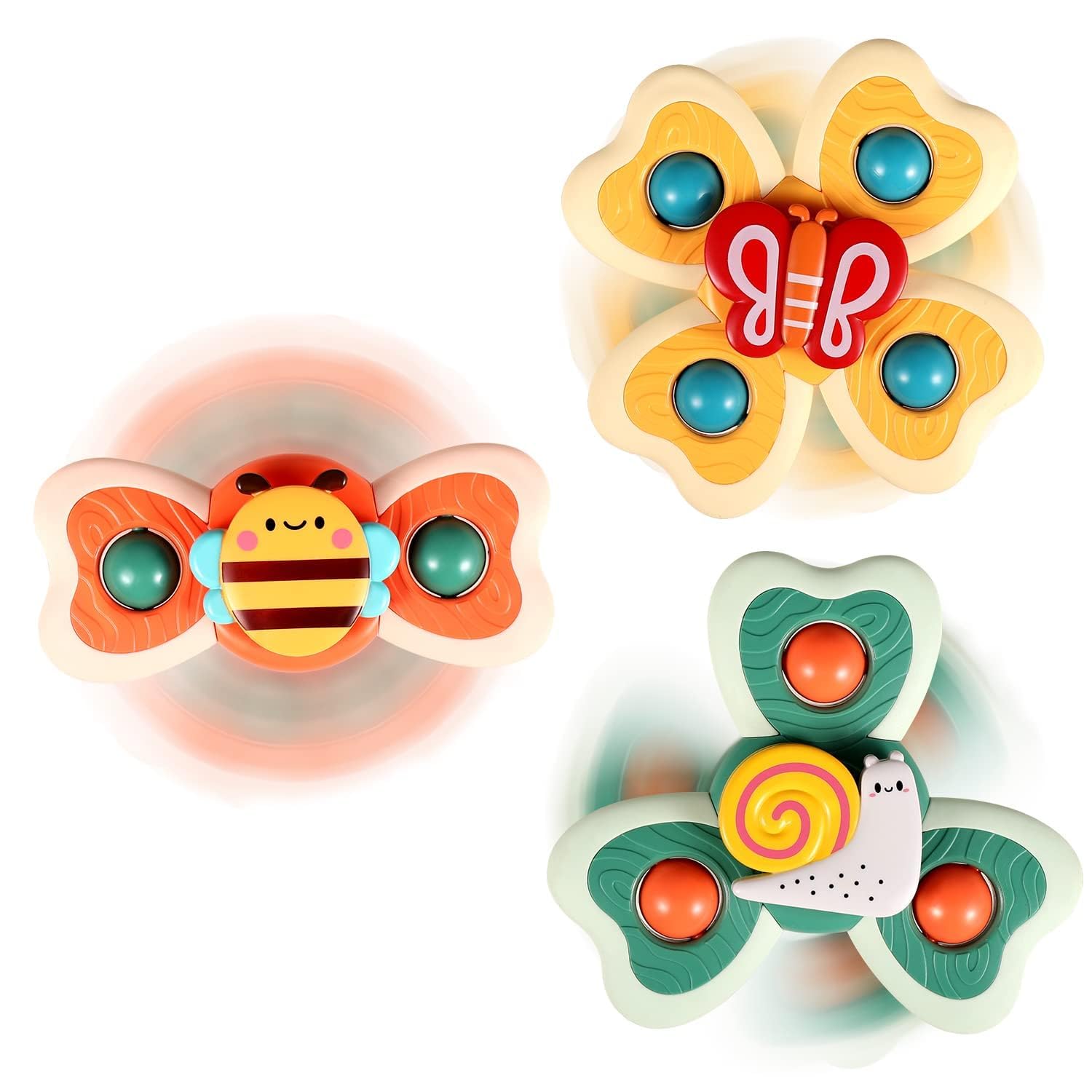 **ALASOU 3PCS Suction Cup Spinner Toys for Toddlers 1-3 Years - Fun Spinning Top Baby Toys for 1-2 Year Old Boys & Girls | Sensory & Bath Toys for Kids 12-18 Months | Perfect Birthday Gift for 1 Year Olds - Great for Playtime, Learning & Bath Fun**