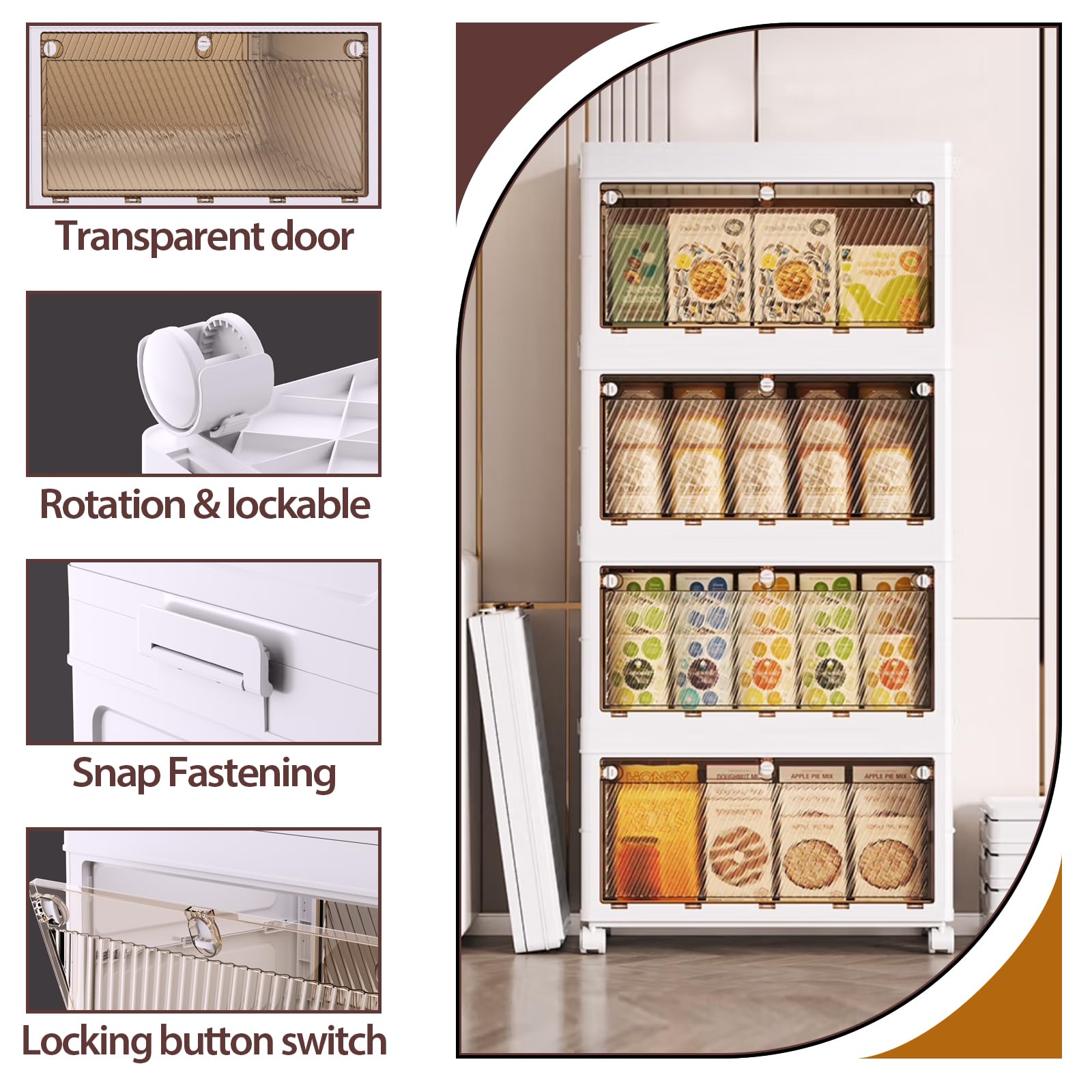 4-Tier Stackable Plastic Storage Bins - 37QT Clear Organizing Bins for Closet, Bedroom, Study, Toy Room & Office - Space Saving Storage Containers for Home Organization & Kids Toys Storage