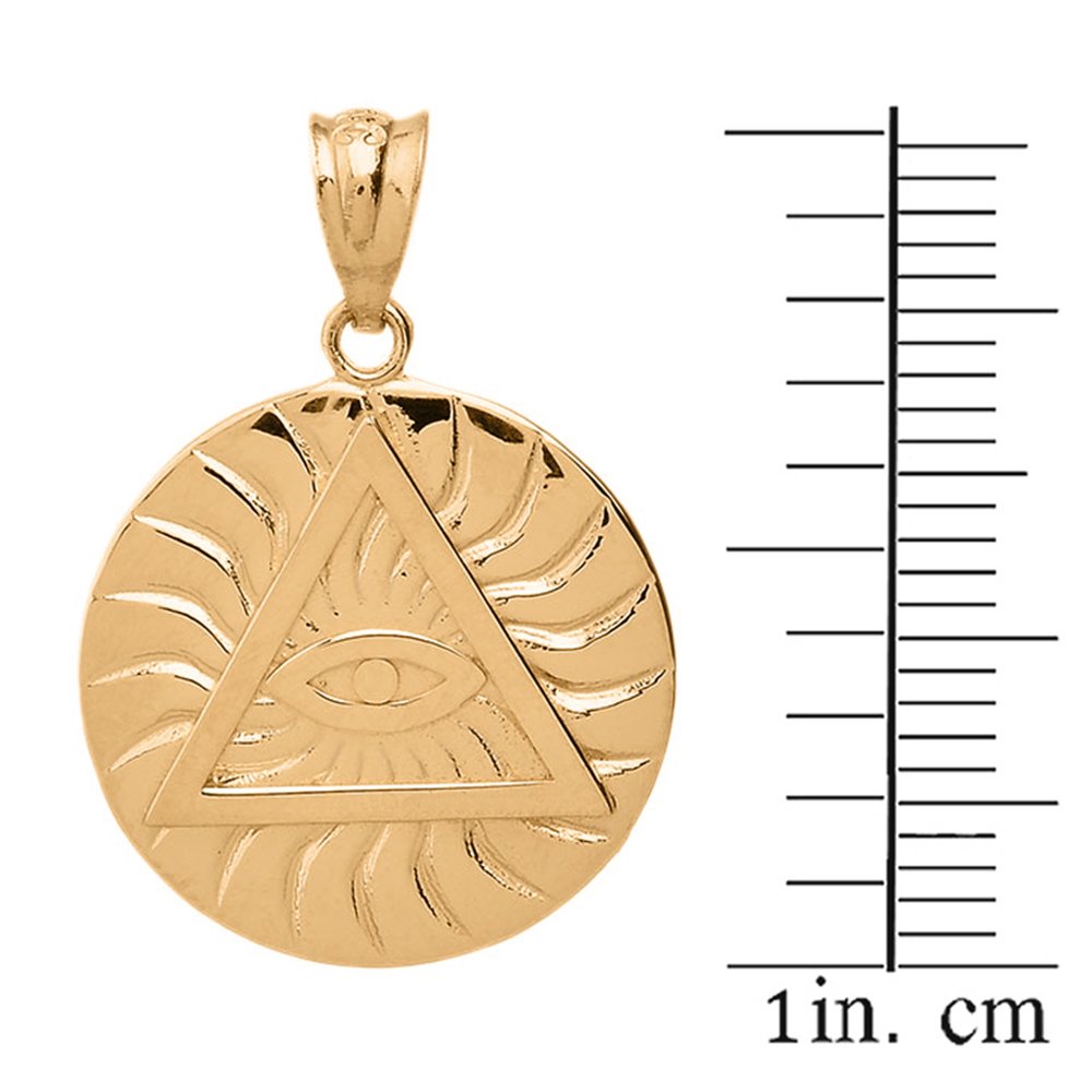 14K Yellow Gold Triangle Eye of Providence Pendant - Illuminati All Seeing Eye Necklace for Men & Women - Perfect for Spiritual Jewelry, Gifts & Occult Fashion Accessories