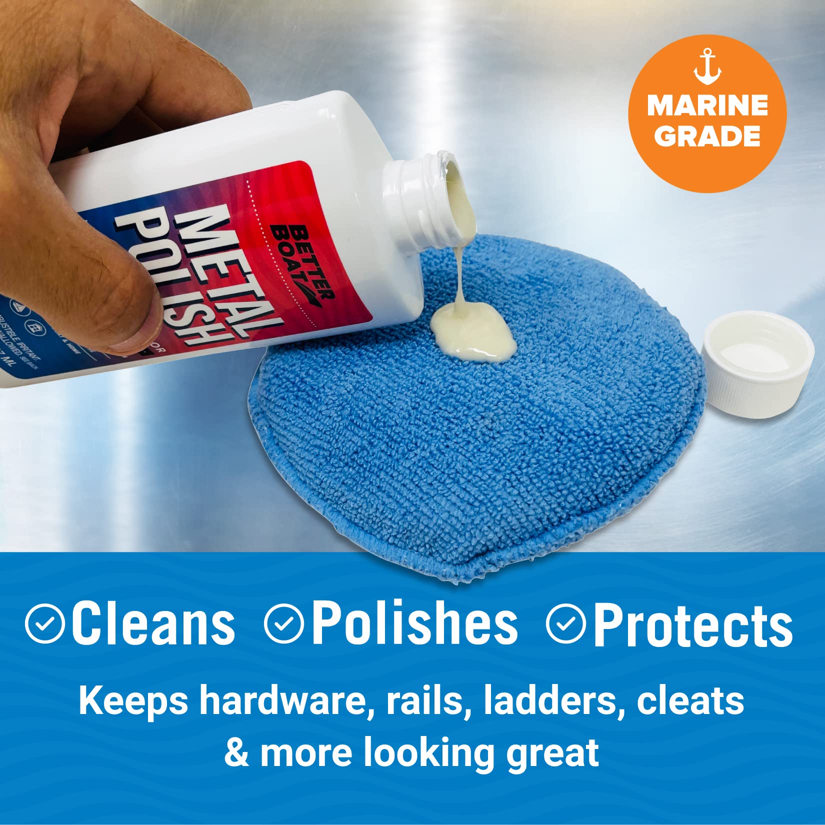 Premium Metal Polish Cleaner - Chrome & Marine Grade for Boats, Cars, Aluminum & Stainless Steel | Restores Shine & Protects Surfaces | Ideal for Automotive, Marine & Household Metal Care