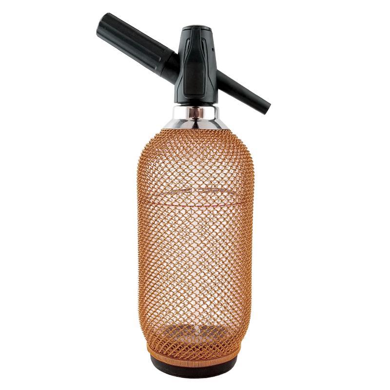 BarConic® 1 Liter Glass Soda Siphon with Stainless Steel Mesh Cover - Perfect for Carbonating Drinks, Cocktails & Sparkling Water at Home or Bar