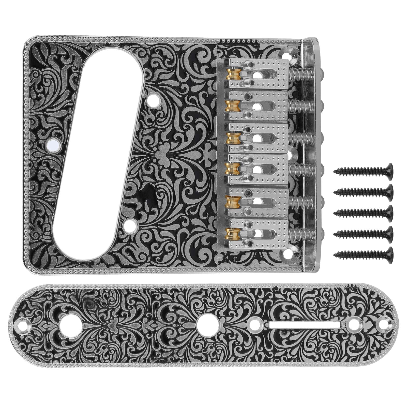 Premium 6-Saddle Electric Guitar Bridge & Tailpiece - High-Quality Silver Finish for Enhanced Tone & Sustain | Perfect for Rock, Blues & Metal Performances