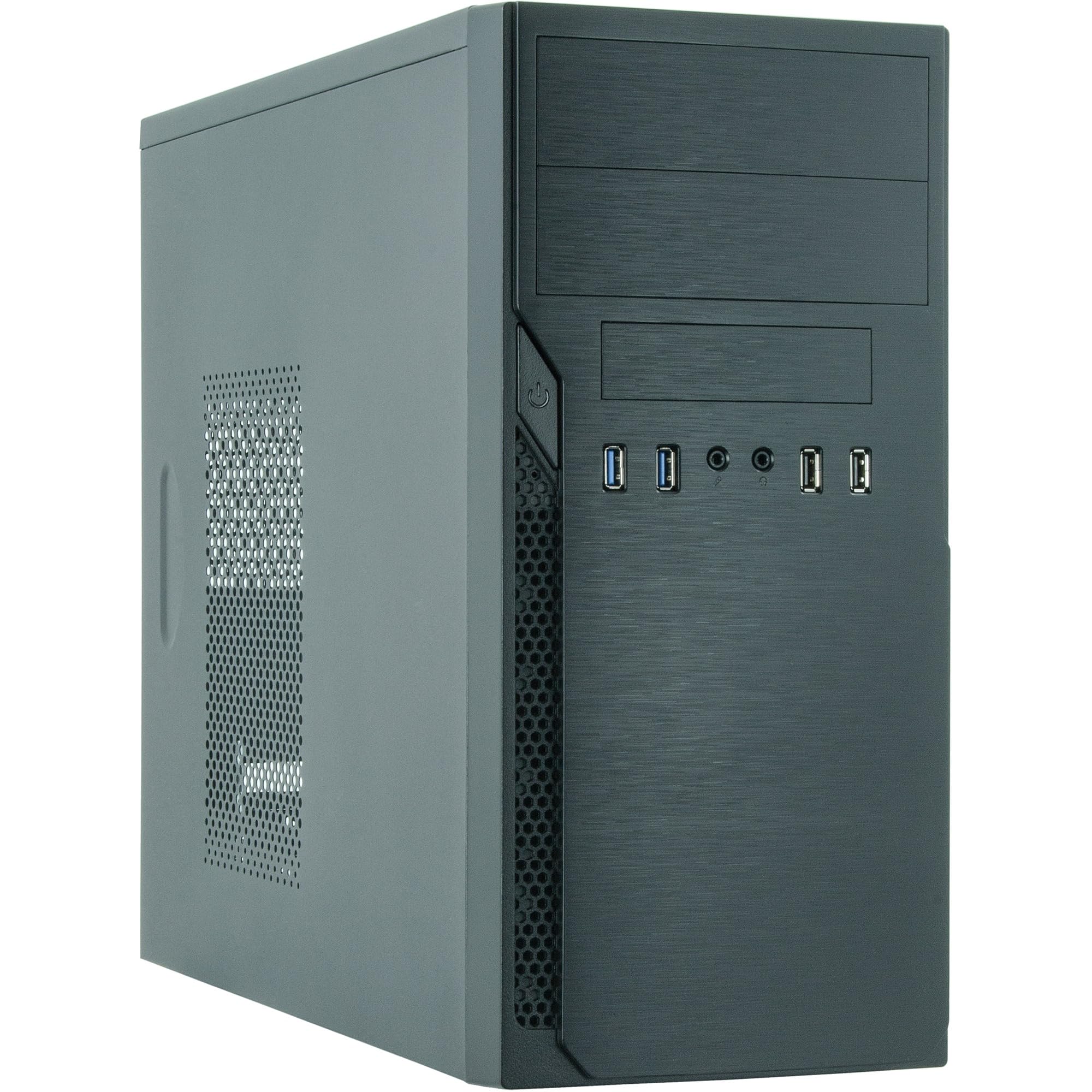 HO-12B ATX Mid Tower Computer Case with 350W Power Supply - Black PC Gaming Case for Home & Office Desktop Builds - Perfect for Gaming Rigs, Workstations & DIY PC Projects