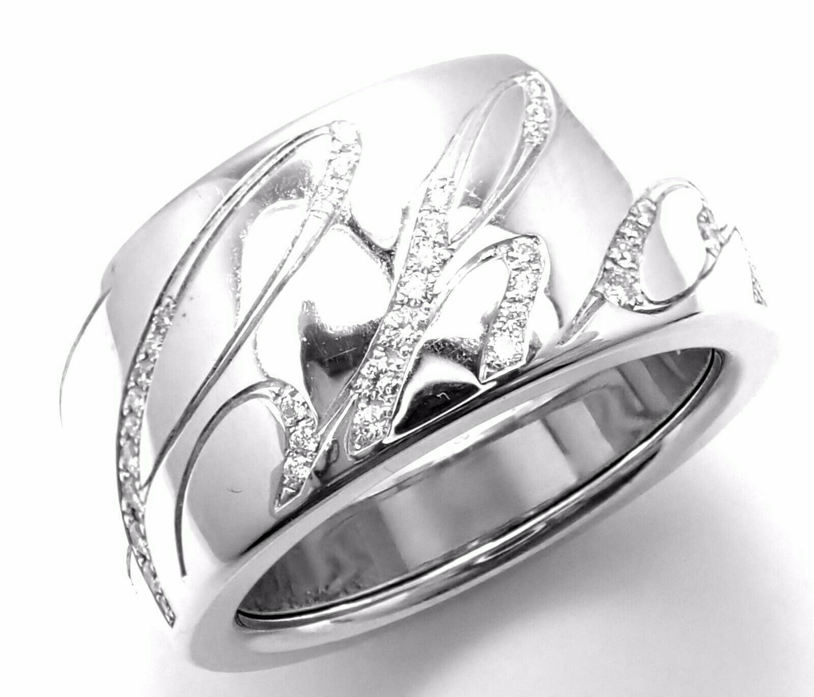 Chopard Chopardissimo 18k White Gold Diamond Signature Band Ring - Size 6 with Certification - Perfect for Anniversary Gifts, Engagement Rings & Luxury Jewelry Collections